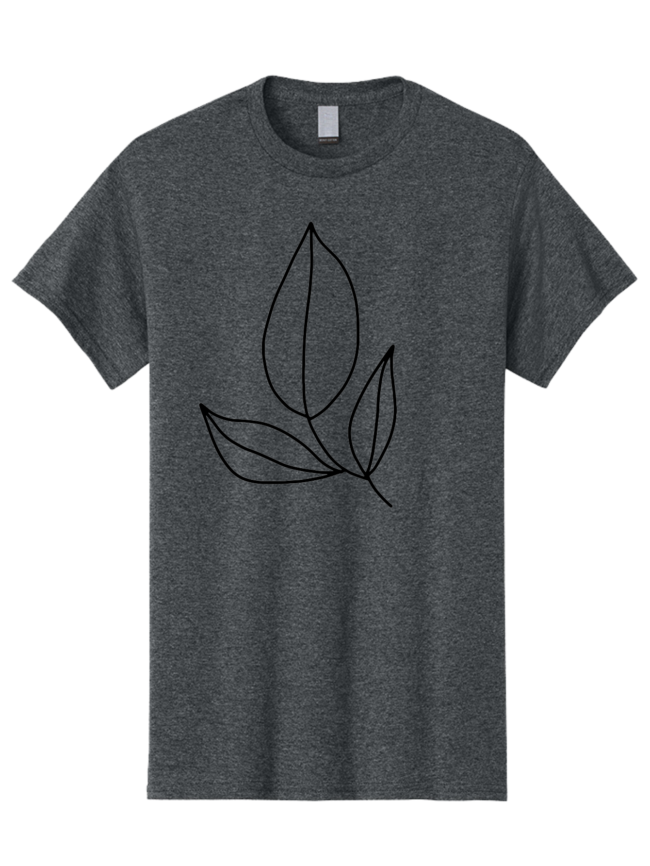 Three-Leaves Men'S Graphic Tee, 100% Cotton, Comfortable Casual Summer Wear, Machine Washable, Simple Leaf Design, Minimalist Art, Leaf Illustration, Black Lines, Leaf Silhouettes, Nature-Inspired Graphics, Botanical Art, Clean Lines, -  Aaa500