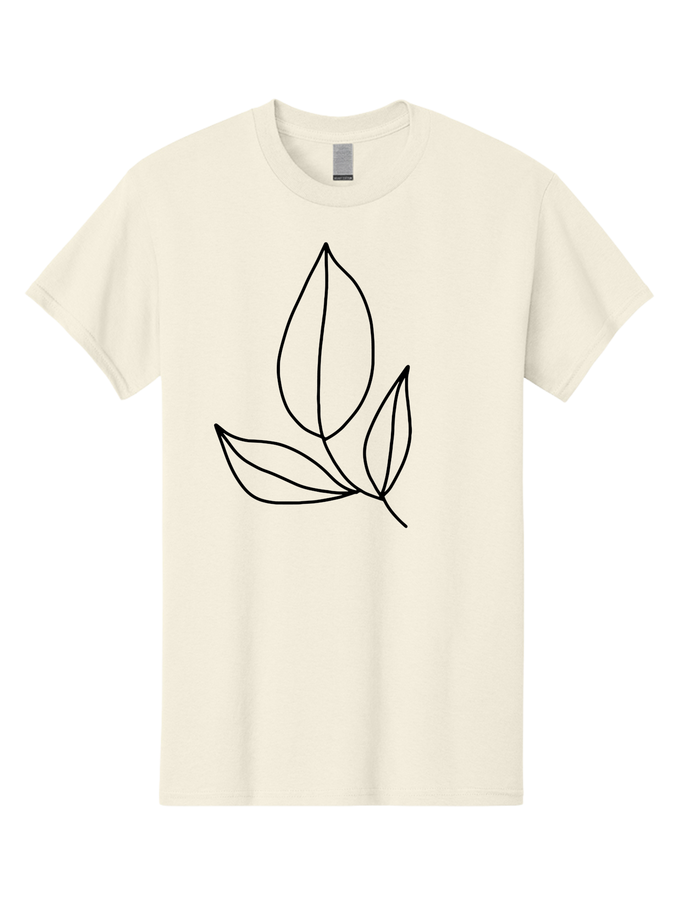 Three-Leaves Men'S Graphic Tee, 100% Cotton, Comfortable Casual Summer Wear, Machine Washable, Simple Leaf Design, Minimalist Art, Leaf Illustration, Black Lines, Leaf Silhouettes, Nature-Inspired Graphics, Botanical Art, Clean Lines, -  Aaa500