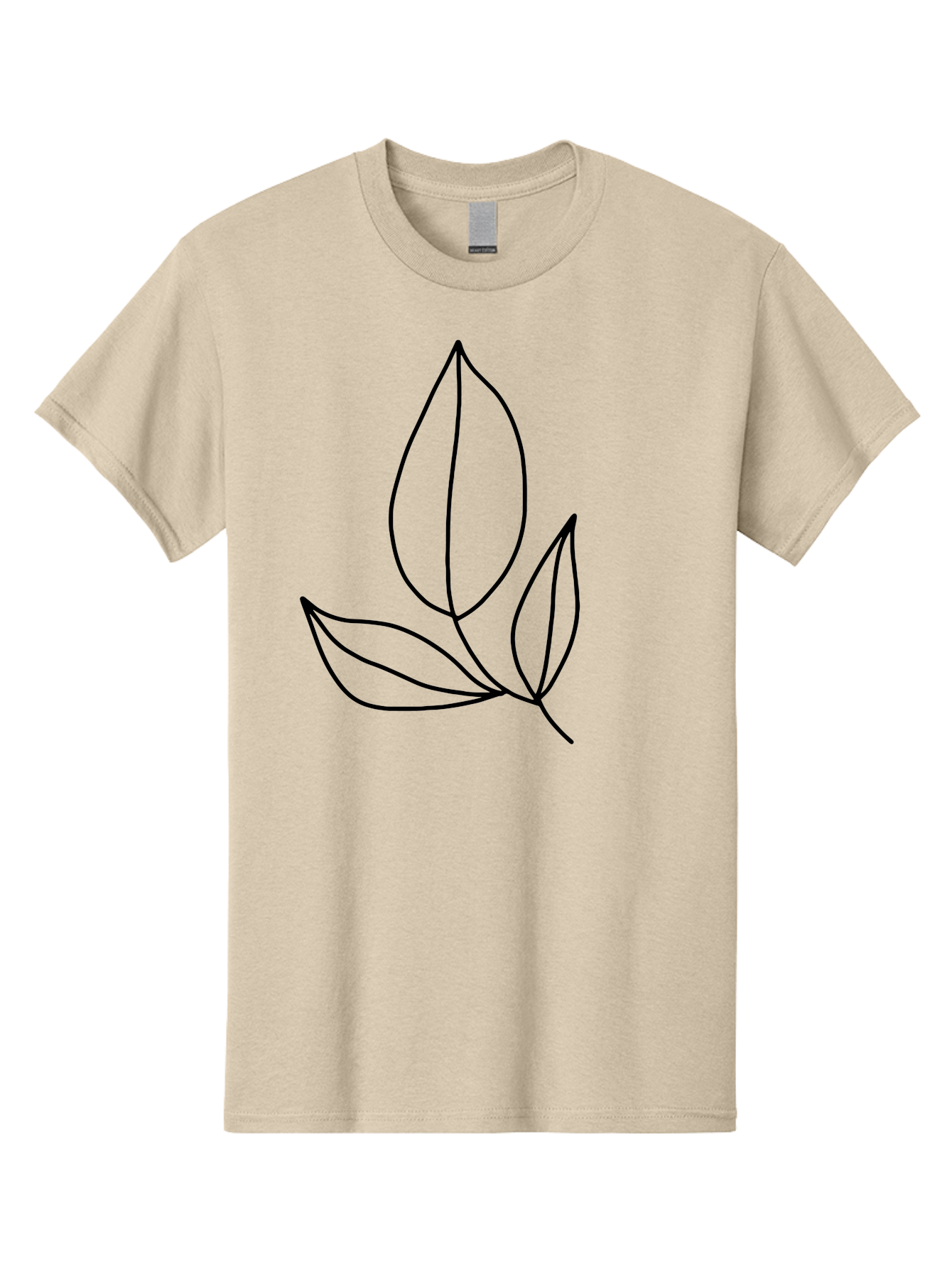 Three-Leaves Men'S Graphic Tee, 100% Cotton, Comfortable Casual Summer Wear, Machine Washable, Simple Leaf Design, Minimalist Art, Leaf Illustration, Black Lines, Leaf Silhouettes, Nature-Inspired Graphics, Botanical Art, Clean Lines, -  Aaa500