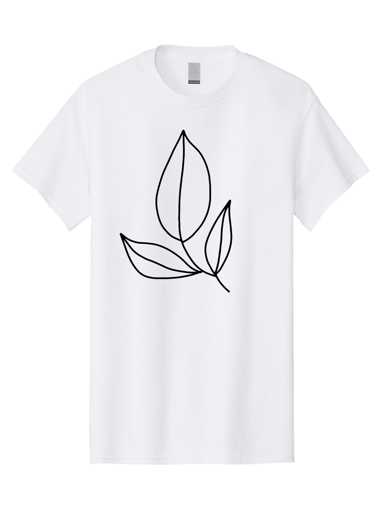 Three-Leaves Men'S Graphic Tee, 100% Cotton, Comfortable Casual Summer Wear, Machine Washable, Simple Leaf Design, Minimalist Art, Leaf Illustration, Black Lines, Leaf Silhouettes, Nature-Inspired Graphics, Botanical Art, Clean Lines, -  Aaa500