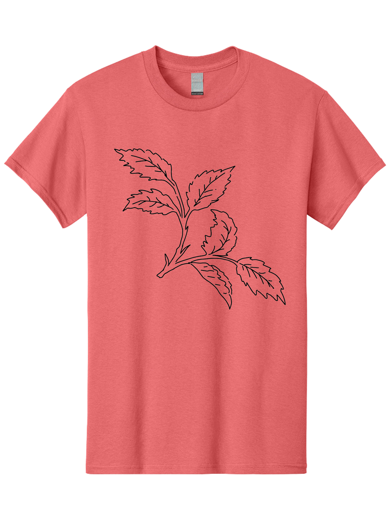 Tomato-Branch Men'S Graphic Tee, 100% Cotton, Comfortable Casual Summer Wear, Machine Washable, Tomato Leaves, Leafy Greens, Botanical Illustration, Leaf Structure, Simple Line Art, Garden Graphics, Vegetable Art -  Aaa502