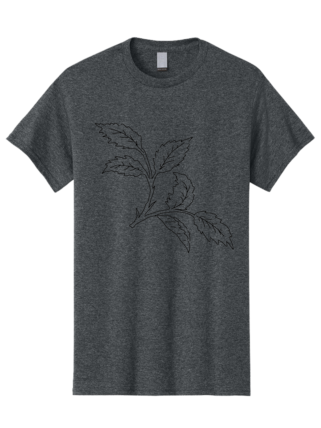 Tomato-Branch Men'S Graphic Tee, 100% Cotton, Comfortable Casual Summer Wear, Machine Washable, Tomato Leaves, Leafy Greens, Botanical Illustration, Leaf Structure, Simple Line Art, Garden Graphics, Vegetable Art -  Aaa502