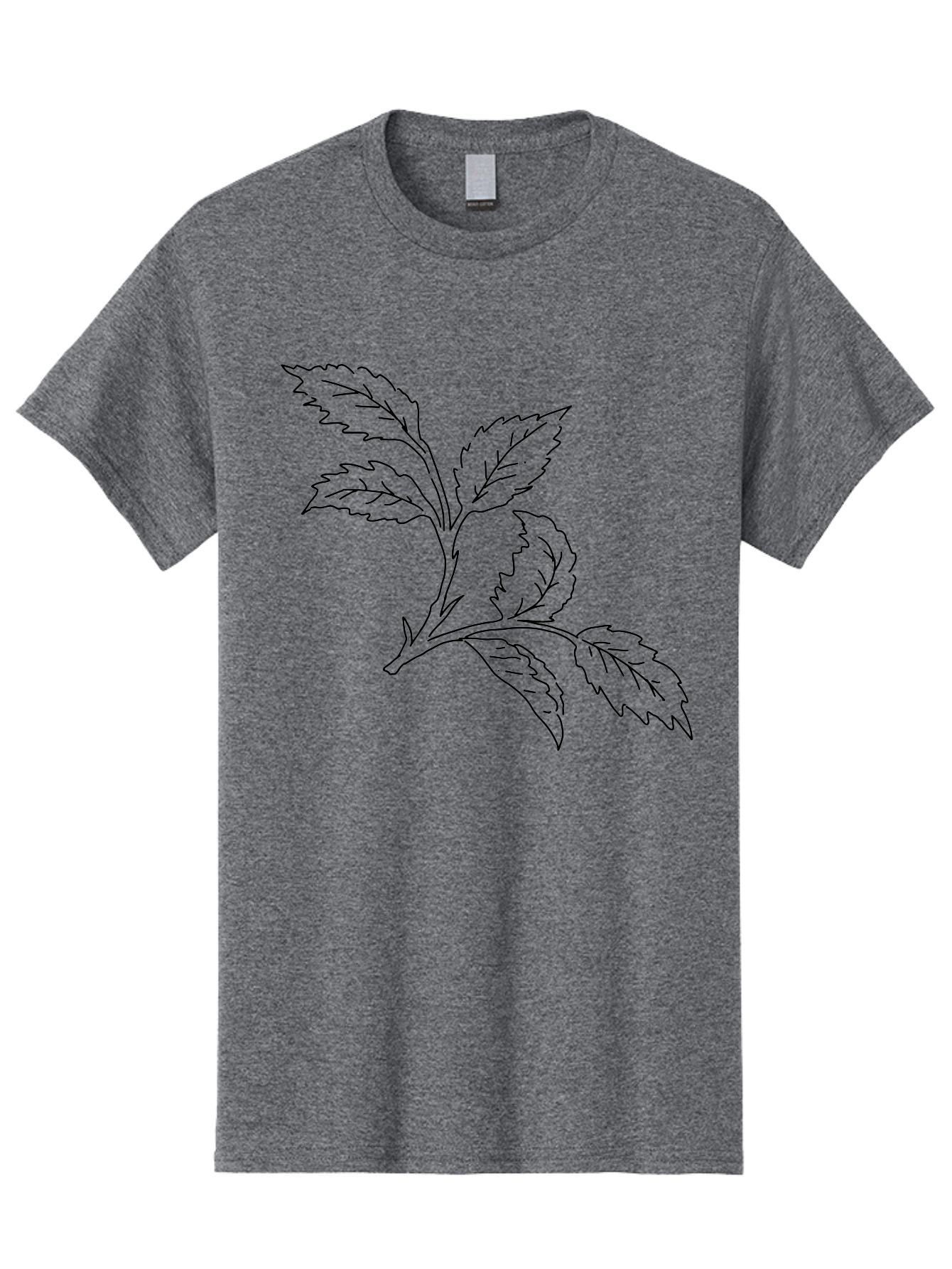 Tomato-Branch Men'S Graphic Tee, 100% Cotton, Comfortable Casual Summer Wear, Machine Washable, Tomato Leaves, Leafy Greens, Botanical Illustration, Leaf Structure, Simple Line Art, Garden Graphics, Vegetable Art -  Aaa502