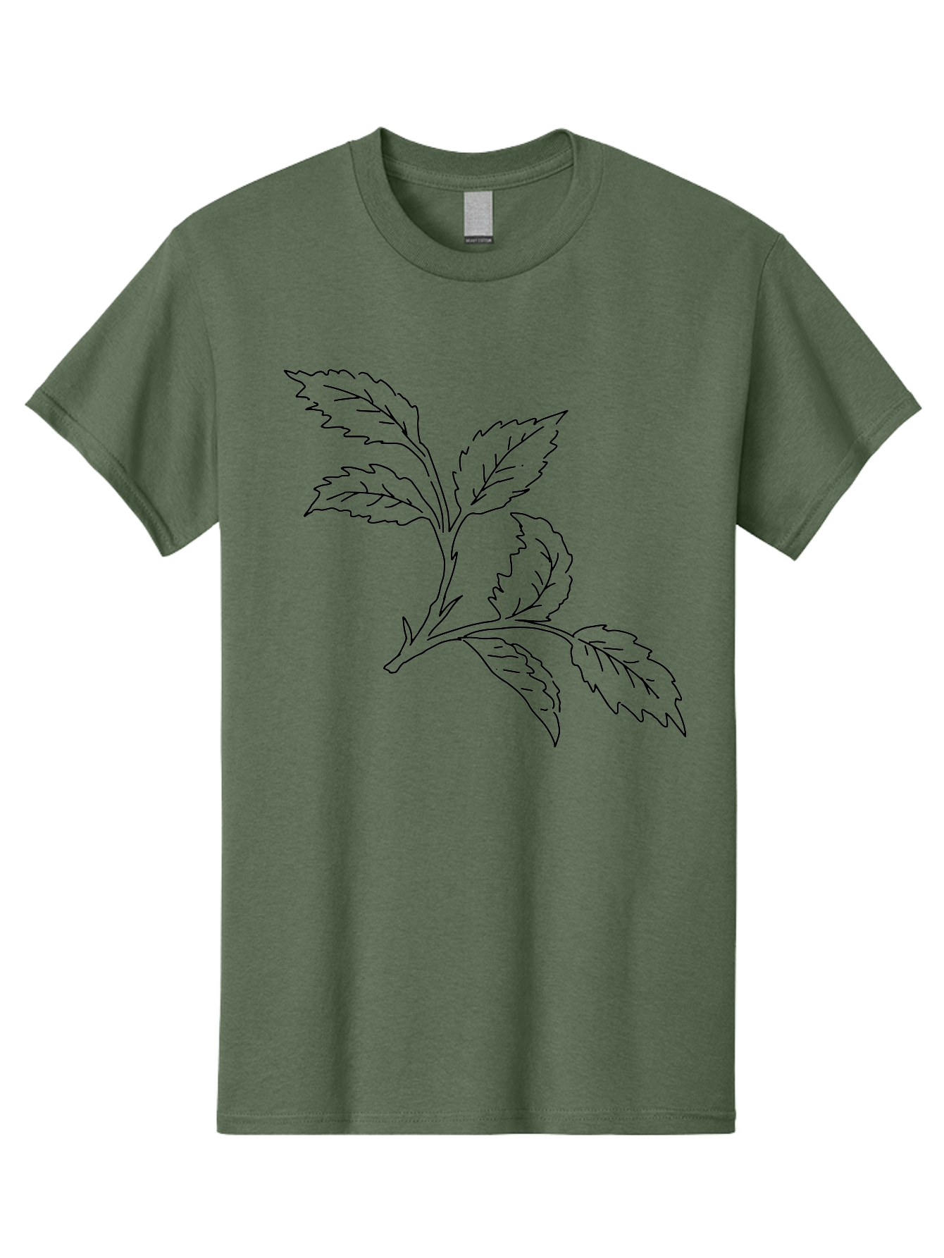 Tomato-Branch Men'S Graphic Tee, 100% Cotton, Comfortable Casual Summer Wear, Machine Washable, Tomato Leaves, Leafy Greens, Botanical Illustration, Leaf Structure, Simple Line Art, Garden Graphics, Vegetable Art -  Aaa502