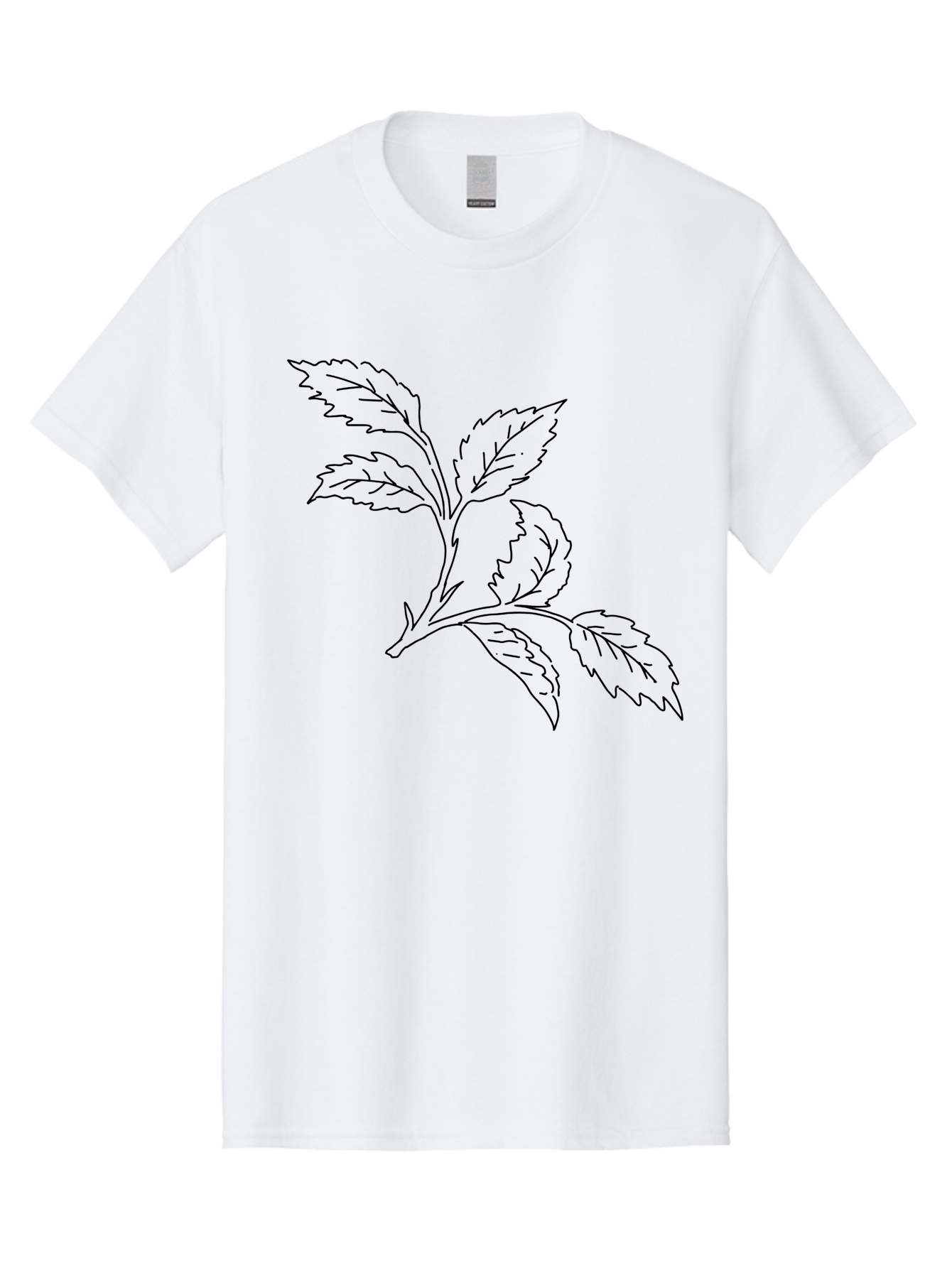 Tomato-Branch Men'S Graphic Tee, 100% Cotton, Comfortable Casual Summer Wear, Machine Washable, Tomato Leaves, Leafy Greens, Botanical Illustration, Leaf Structure, Simple Line Art, Garden Graphics, Vegetable Art -  Aaa502
