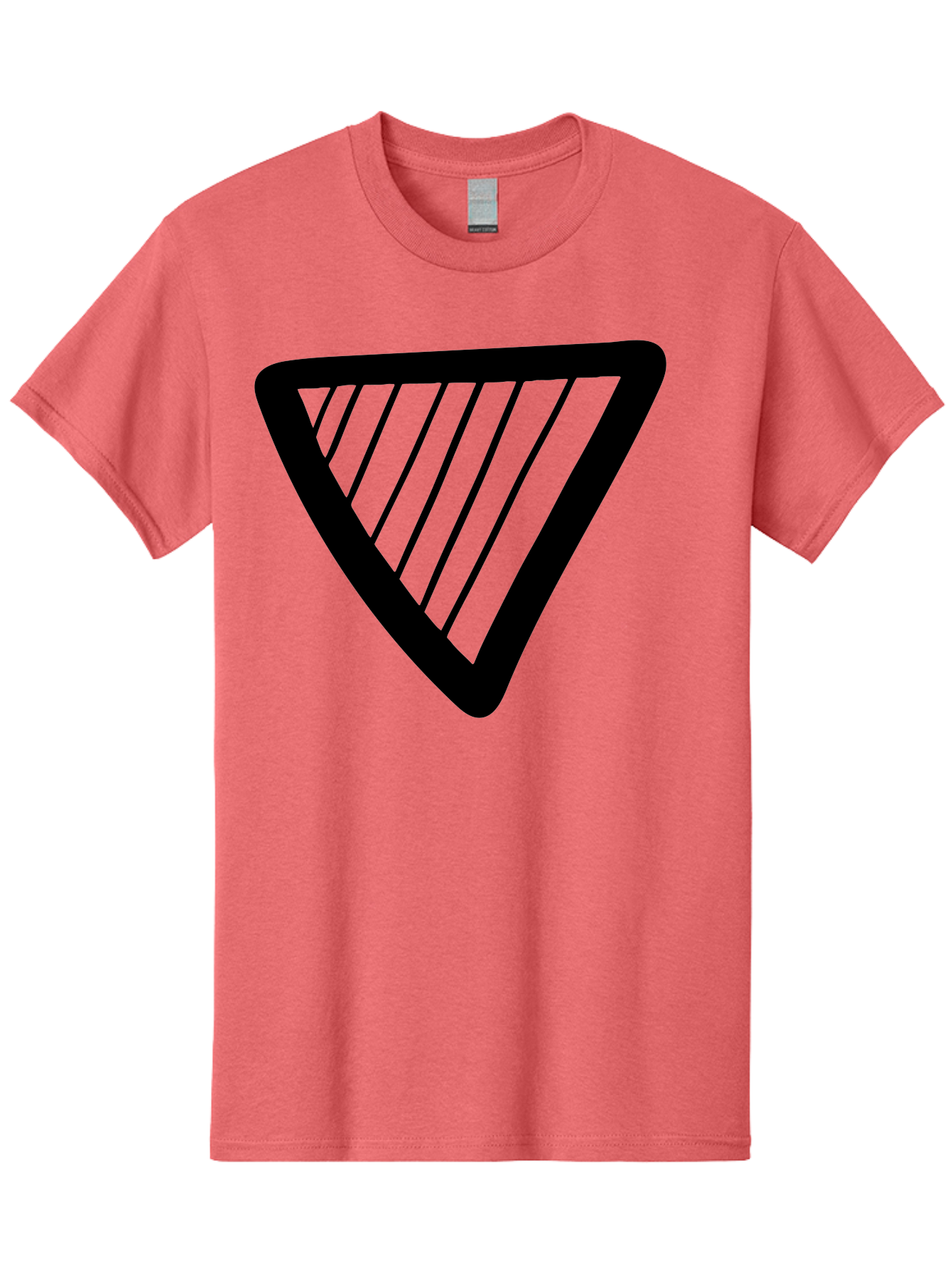 Triangle Men'S Graphic Tee, 100% Cotton, Comfortable Casual Summer Wear, Machine Washable, Triangle Shape, Yield Sign, Caution Sign, Black Outline, Warning Symbol, Traffic Sign, Road Safety, Diagonal Lines -  Aaa503