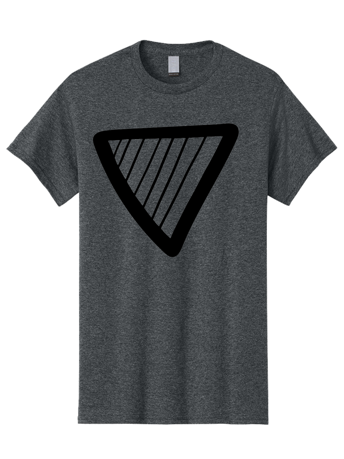 Triangle Men'S Graphic Tee, 100% Cotton, Comfortable Casual Summer Wear, Machine Washable, Triangle Shape, Yield Sign, Caution Sign, Black Outline, Warning Symbol, Traffic Sign, Road Safety, Diagonal Lines -  Aaa503