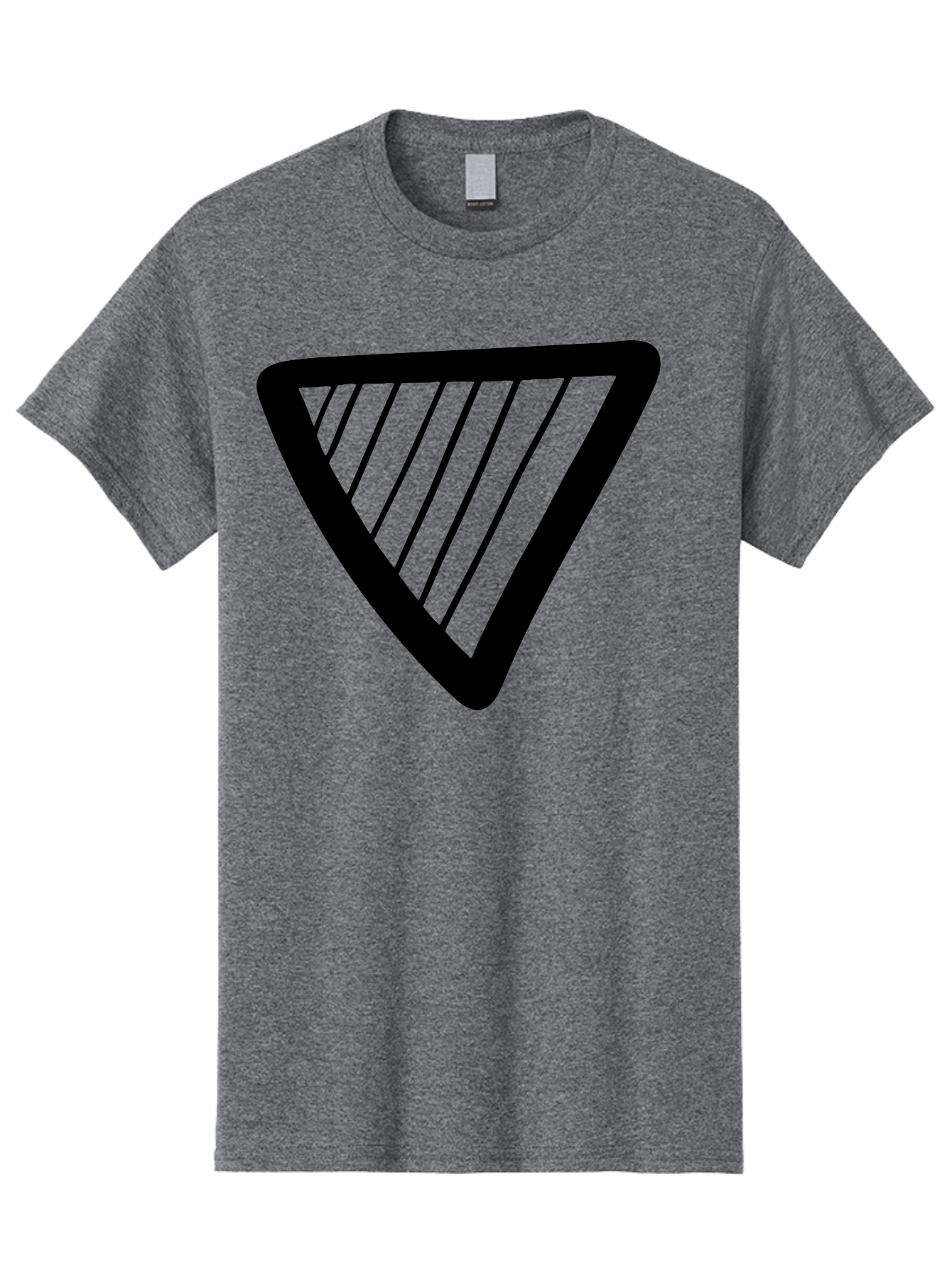Triangle Men'S Graphic Tee, 100% Cotton, Comfortable Casual Summer Wear, Machine Washable, Triangle Shape, Yield Sign, Caution Sign, Black Outline, Warning Symbol, Traffic Sign, Road Safety, Diagonal Lines -  Aaa503
