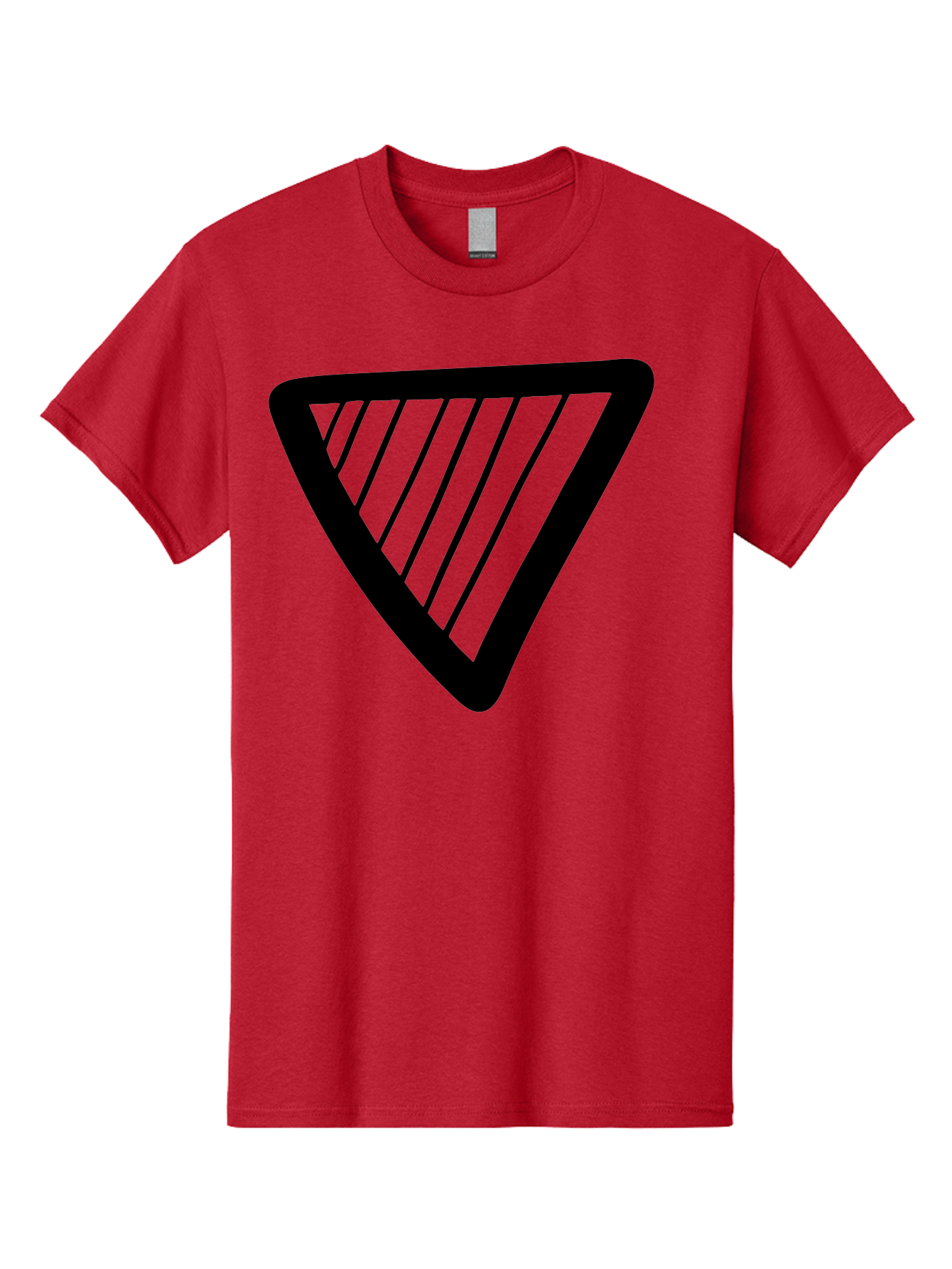 Triangle Men'S Graphic Tee, 100% Cotton, Comfortable Casual Summer Wear, Machine Washable, Triangle Shape, Yield Sign, Caution Sign, Black Outline, Warning Symbol, Traffic Sign, Road Safety, Diagonal Lines -  Aaa503