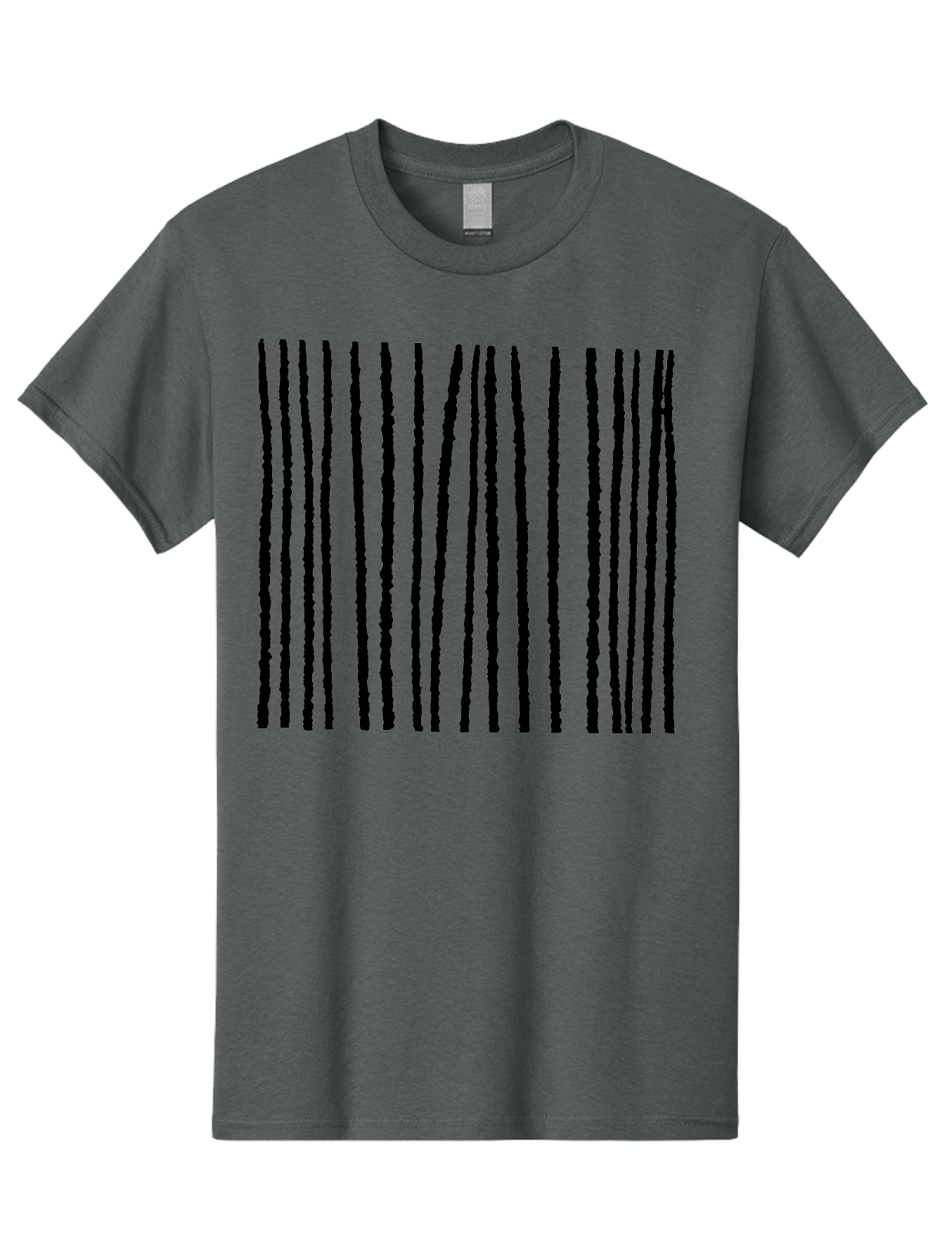 Vertical-Black-Lines Men'S Graphic Tee, 100% Cotton, Comfortable Casual Summer Wear, Machine Washable, Barcode Pattern, Black Stripes, Rough Texture, Vertical Lines, Code Design, Identification Label, Scannable Code, Product Labeling -  Aaa504
