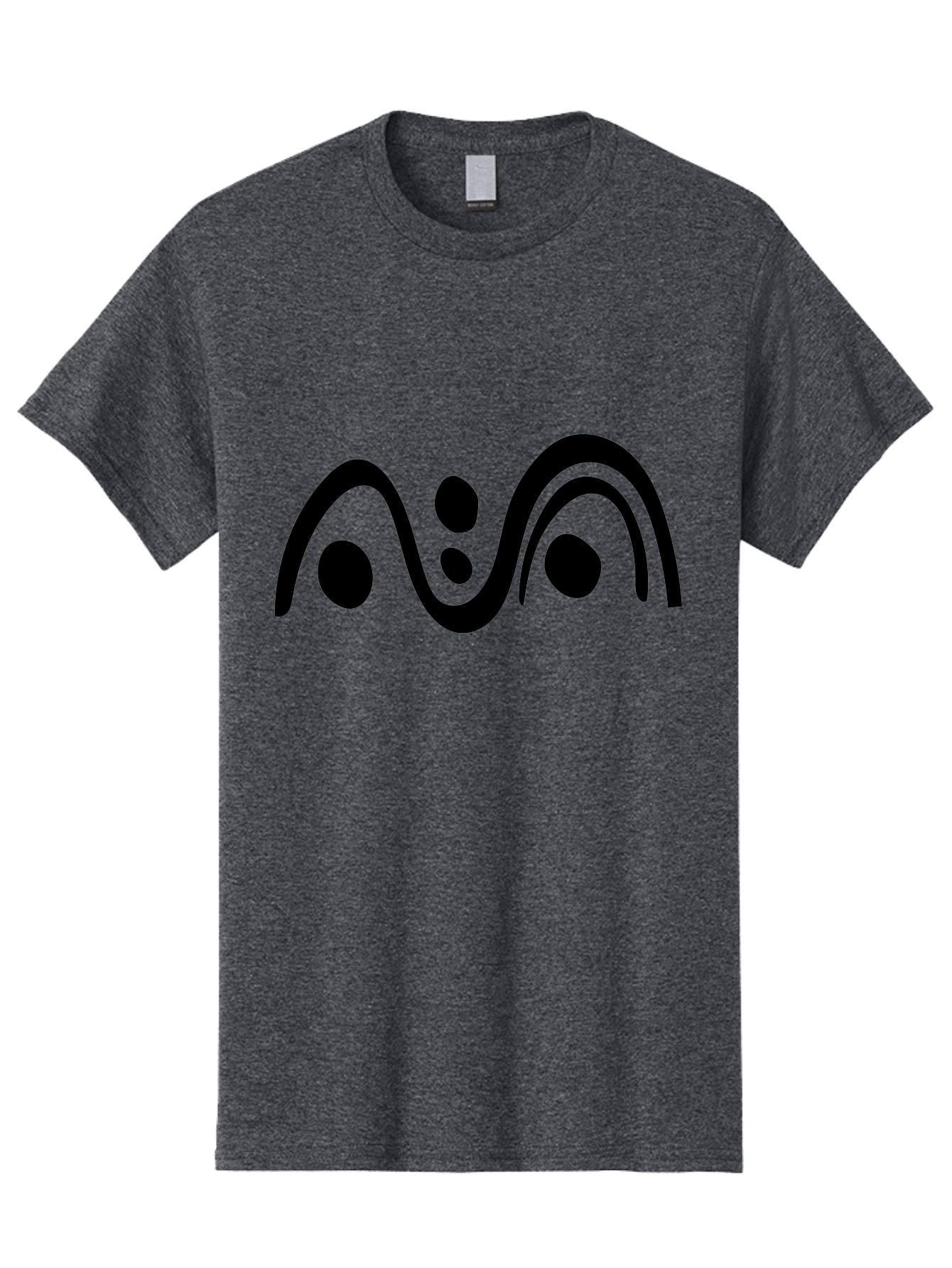 Wavy-Lines-And-Dots Men'S Graphic Tee, 100% Cotton, Comfortable Casual Summer Wear, Machine Washable, Abstract Design, Minimalist Art, Black Silhouettes, Flowing Shapes, Curved Lines, Creative Pattern, Modern Graphic -  Aaa507