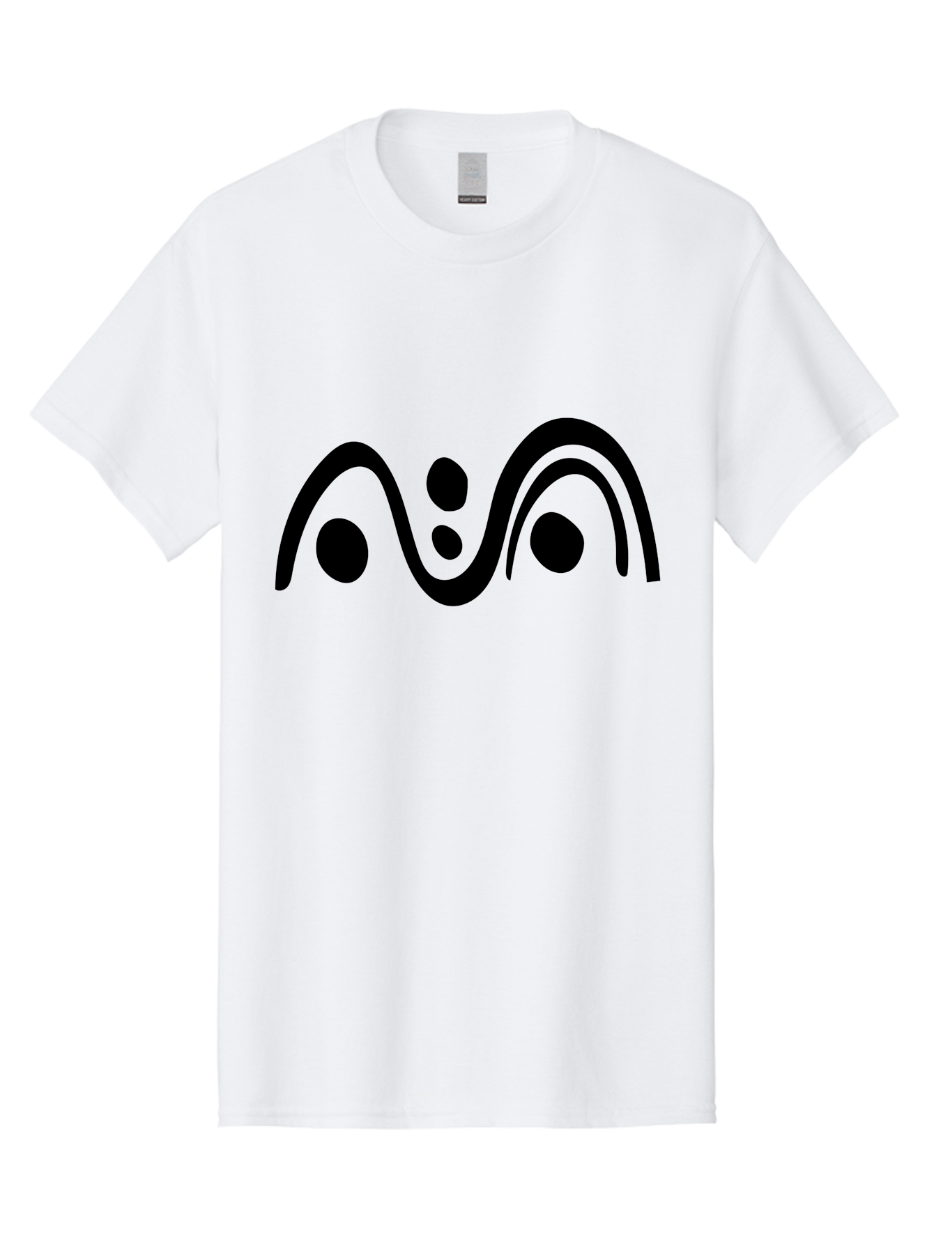 Wavy-Lines-And-Dots Men'S Graphic Tee, 100% Cotton, Comfortable Casual Summer Wear, Machine Washable, Abstract Design, Minimalist Art, Black Silhouettes, Flowing Shapes, Curved Lines, Creative Pattern, Modern Graphic -  Aaa507