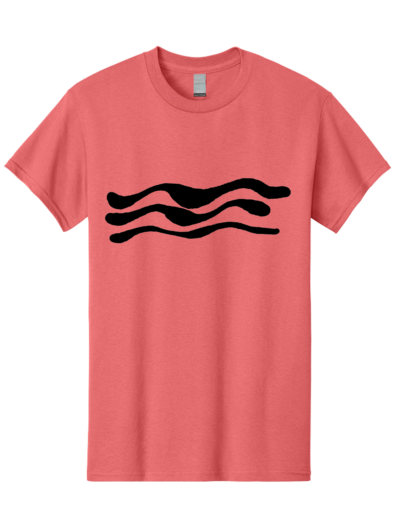 Wavy-Lines Men'S Graphic Tee, 100% Cotton, Comfortable Casual Summer Wear, Machine Washable, Wavy Lines, Abstract Design, Minimalist Art, Fluid Shapes, Dynamic Pattern, Modern Graphic -  Aaa509