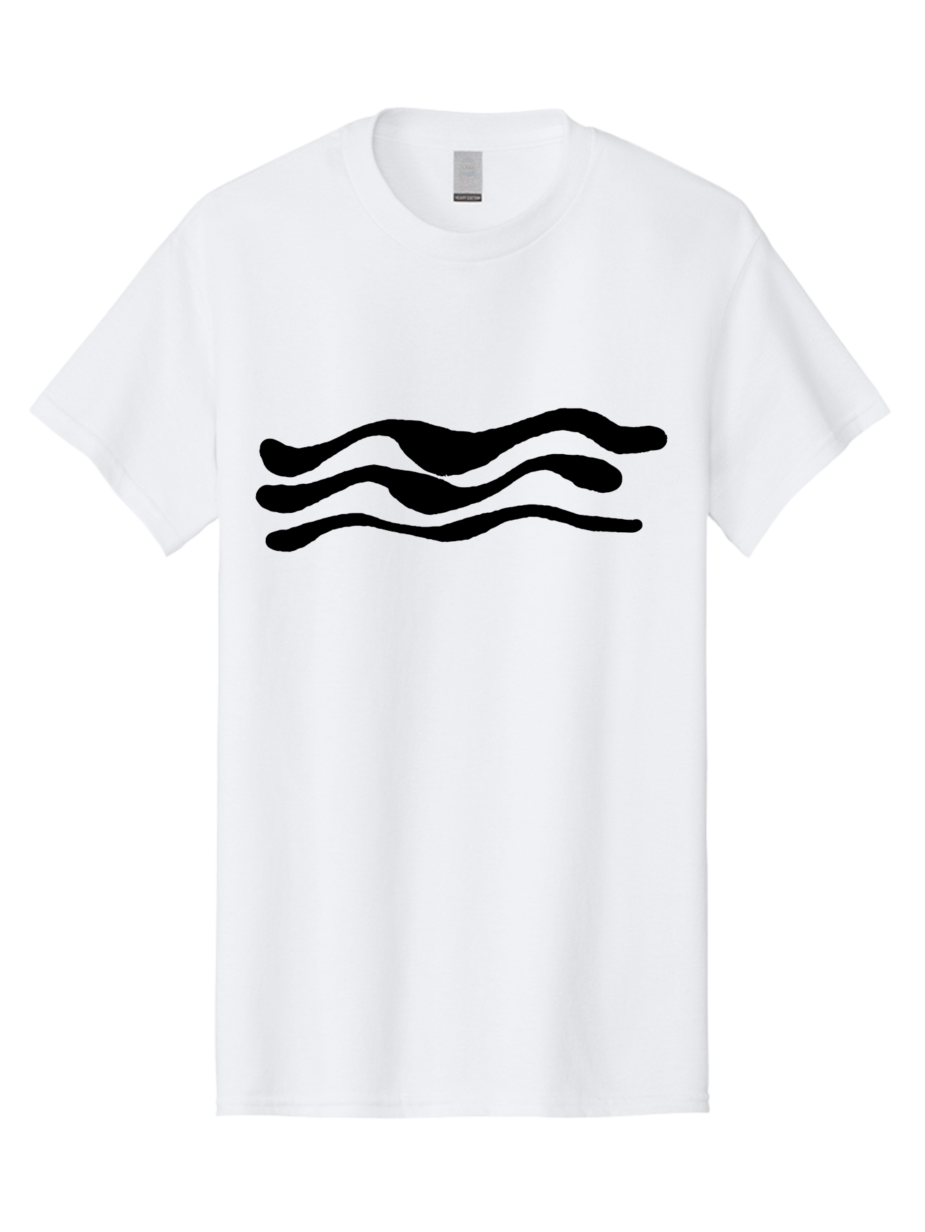 Wavy-Lines Men'S Graphic Tee, 100% Cotton, Comfortable Casual Summer Wear, Machine Washable, Wavy Lines, Abstract Design, Minimalist Art, Fluid Shapes, Dynamic Pattern, Modern Graphic -  Aaa509