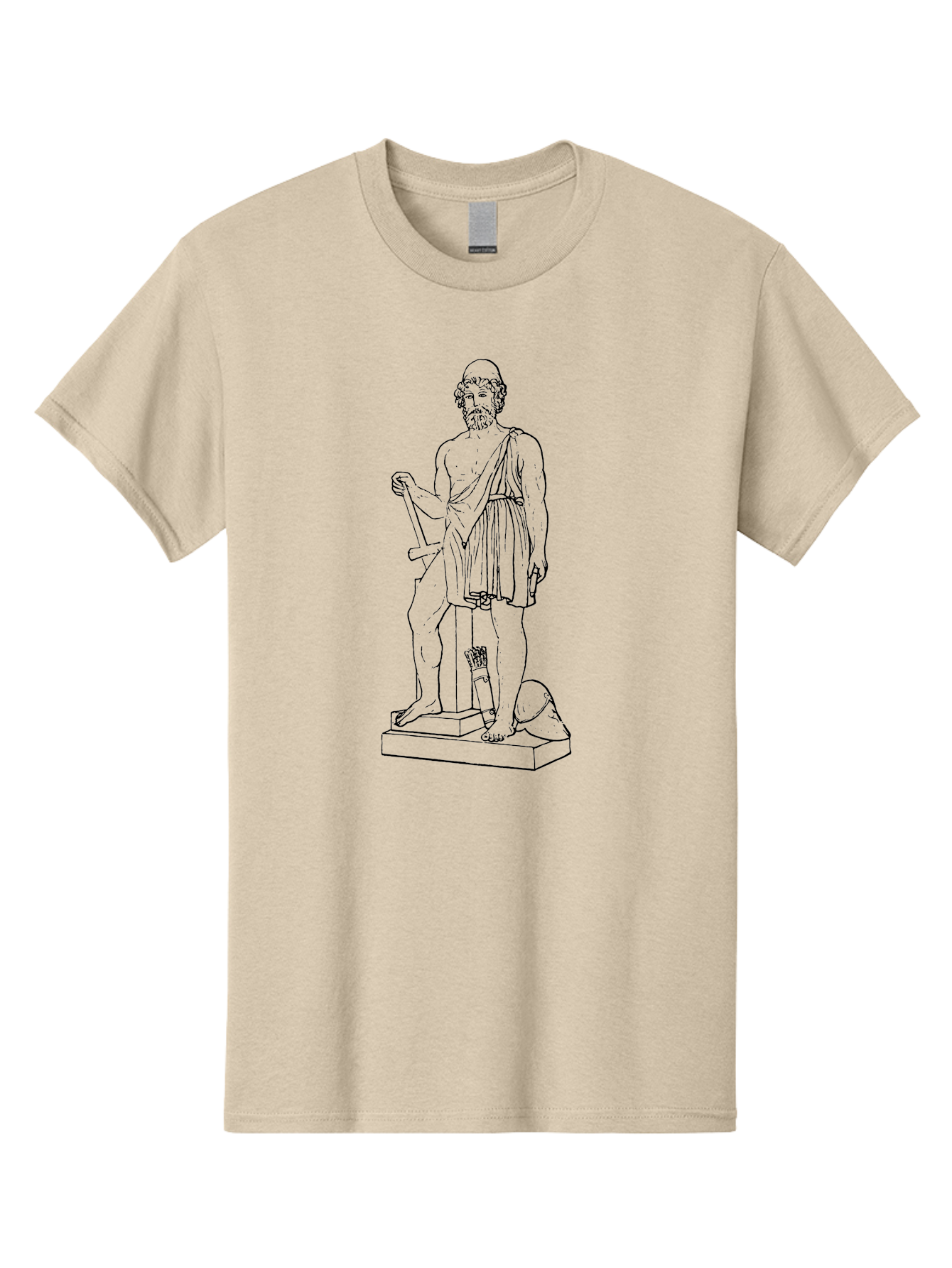 Ancient-Greek-Statue Men'S Graphic Tee, 100% Cotton, Comfortable Casual Summer Wear, Machine Washable, Ancient Greek Statue, Hippocrates Figure, Classical Art, Historical Landmark, Medical Heritage, Greek Physician, Symbolic Representation, -  Aaa512