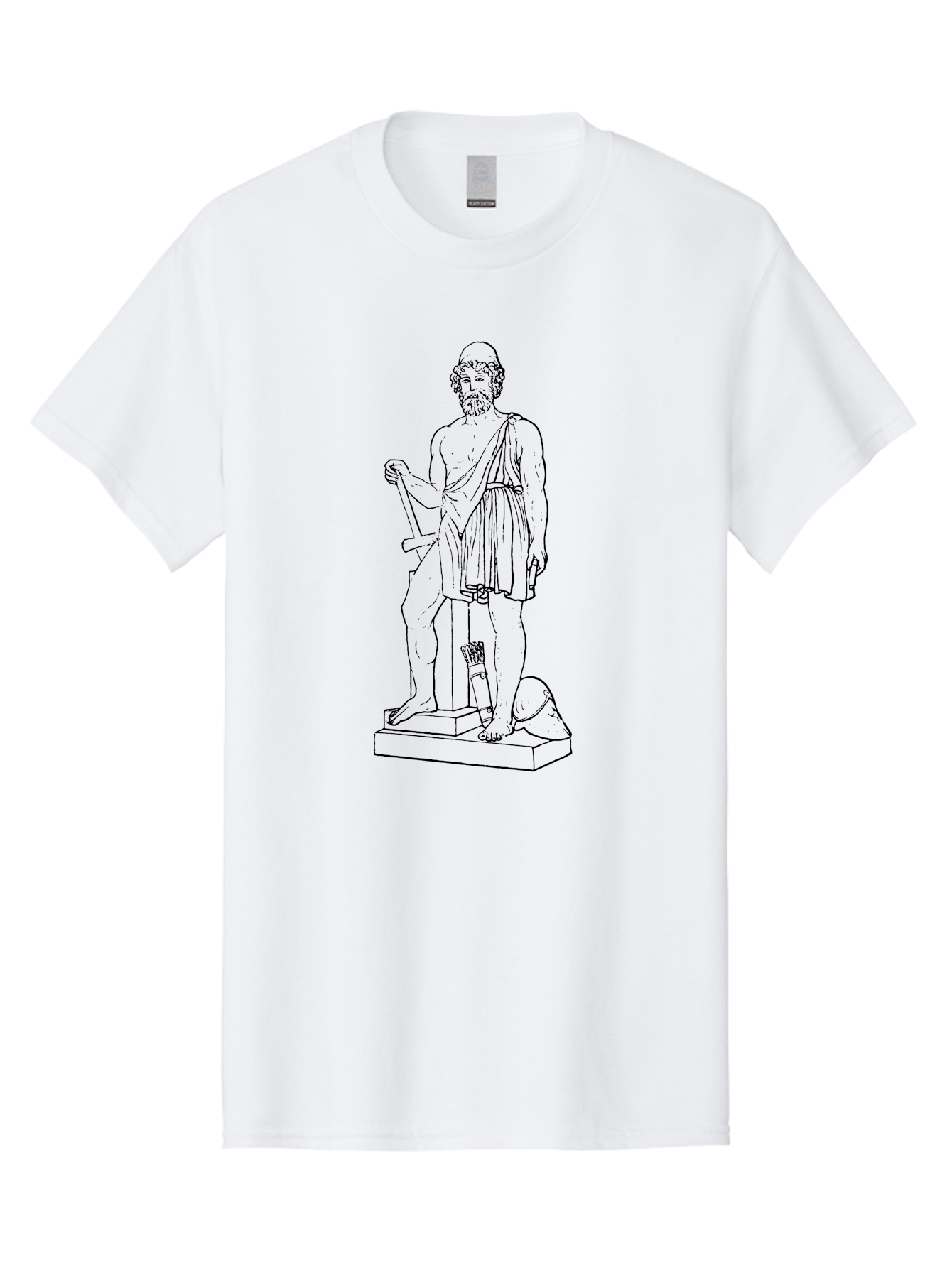 Ancient-Greek-Statue Men'S Graphic Tee, 100% Cotton, Comfortable Casual Summer Wear, Machine Washable, Ancient Greek Statue, Hippocrates Figure, Classical Art, Historical Landmark, Medical Heritage, Greek Physician, Symbolic Representation, -  Aaa512