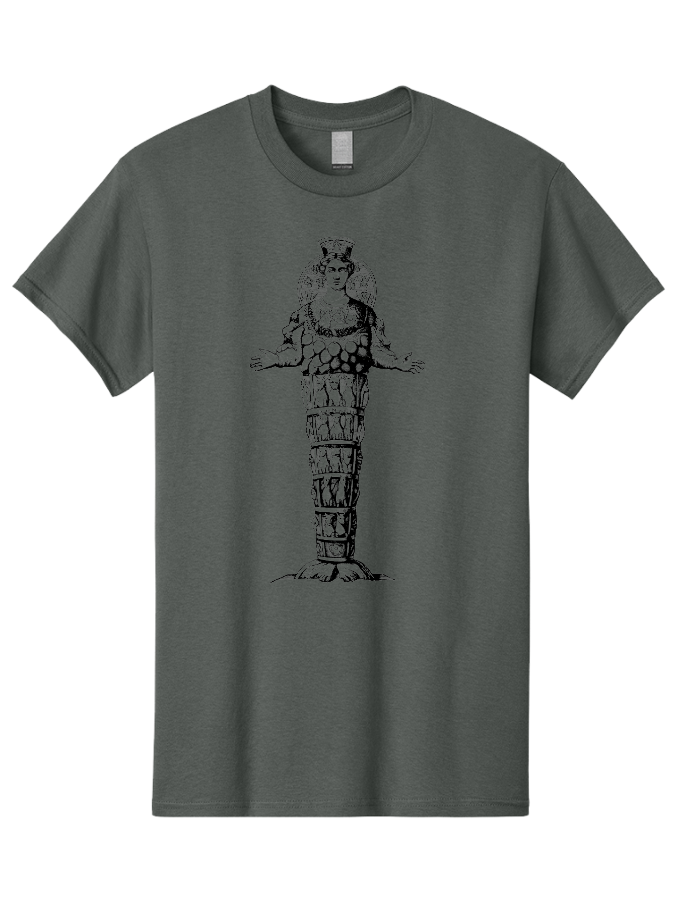 Artemis-Of-Ephesus Men'S Graphic Tee, 100% Cotton, Comfortable Casual Summer Wear, Machine Washable, Ancient Greek Goddess, Ephesian Artemis, Fertility Symbol, Multiple Breasts, Ornate Headdress, Mystical Aura, Historical Artifact, -  Aaa516