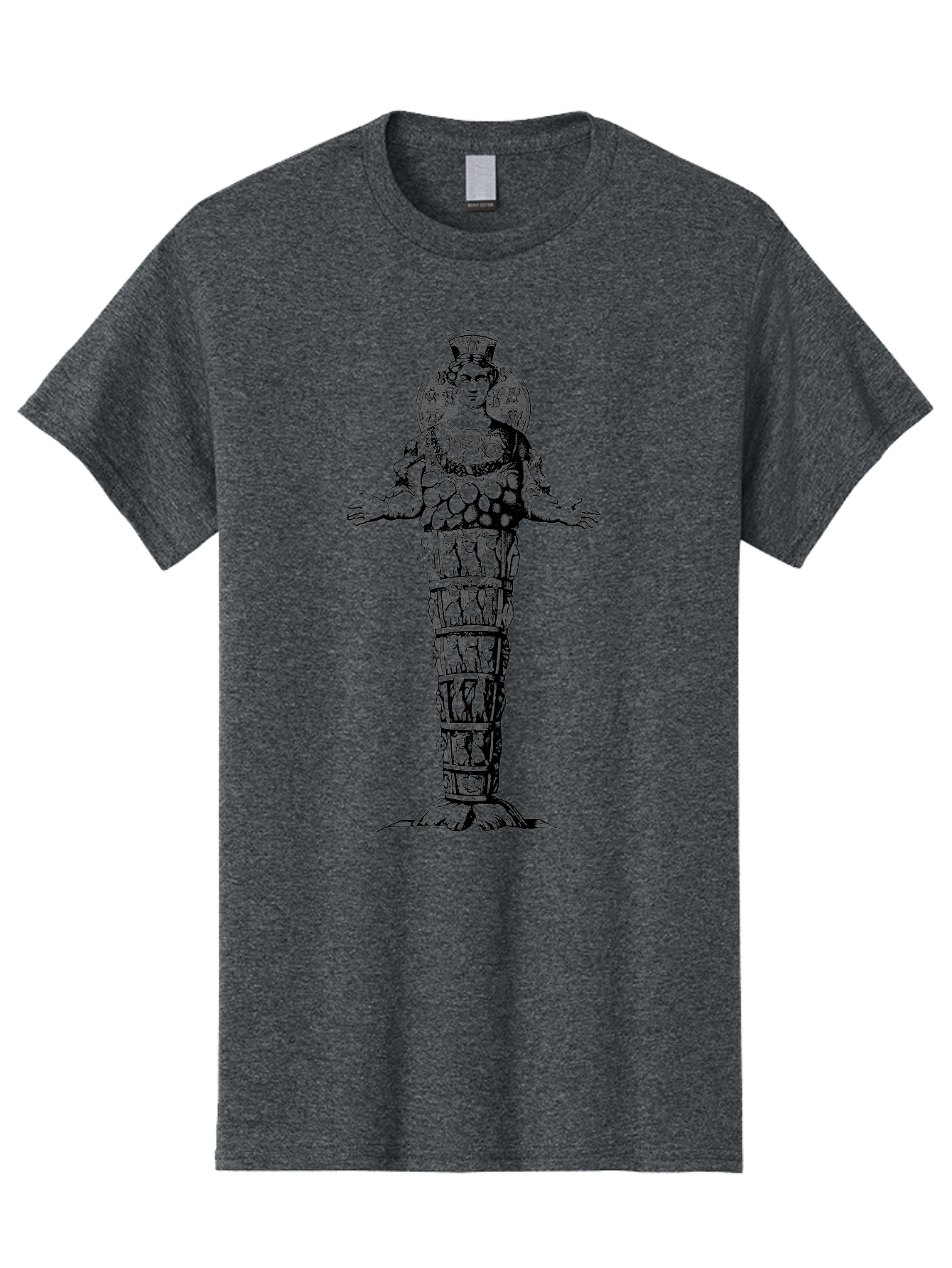 Artemis-Of-Ephesus Men'S Graphic Tee, 100% Cotton, Comfortable Casual Summer Wear, Machine Washable, Ancient Greek Goddess, Ephesian Artemis, Fertility Symbol, Multiple Breasts, Ornate Headdress, Mystical Aura, Historical Artifact, -  Aaa516