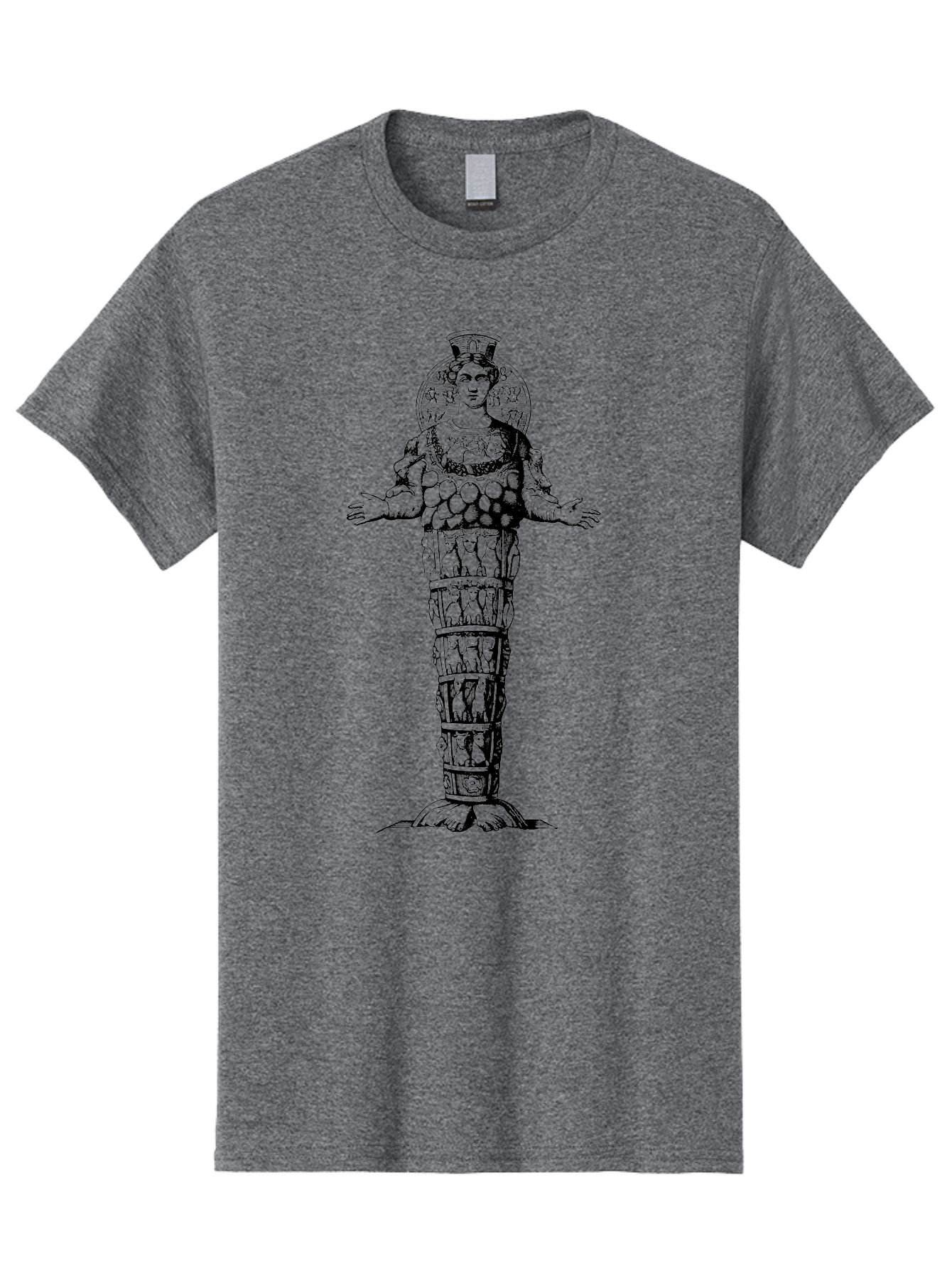 Artemis-Of-Ephesus Men'S Graphic Tee, 100% Cotton, Comfortable Casual Summer Wear, Machine Washable, Ancient Greek Goddess, Ephesian Artemis, Fertility Symbol, Multiple Breasts, Ornate Headdress, Mystical Aura, Historical Artifact, -  Aaa516
