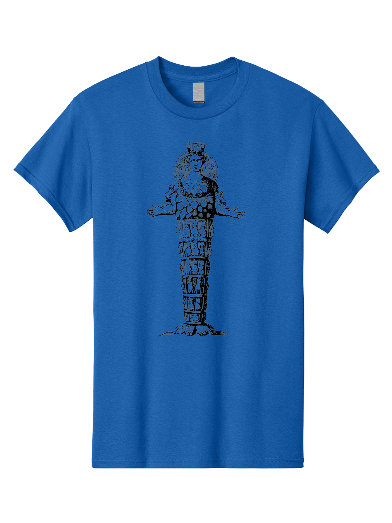 Artemis-Of-Ephesus Men'S Graphic Tee, 100% Cotton, Comfortable Casual Summer Wear, Machine Washable, Ancient Greek Goddess, Ephesian Artemis, Fertility Symbol, Multiple Breasts, Ornate Headdress, Mystical Aura, Historical Artifact, -  Aaa516