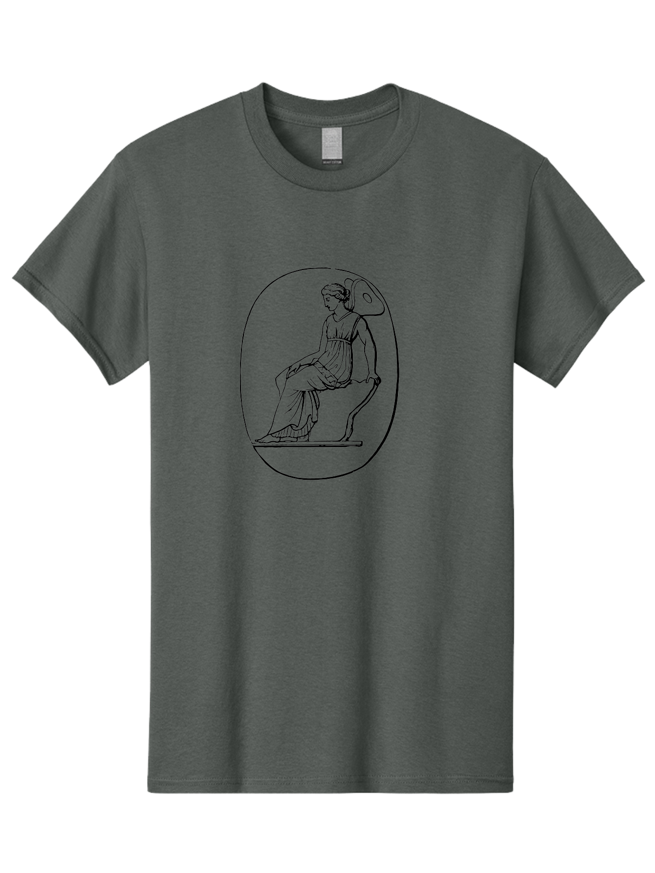 Athena-1 Men'S Graphic Tee, 100% Cotton, Comfortable Casual Summer Wear, Machine Washable, Woman Sitting On Chair, Ancient Greek Style, Classical Art, Feminine Figure, Relaxed Pose, Elegant Design, Minimalist Line Art, -  Aaa517