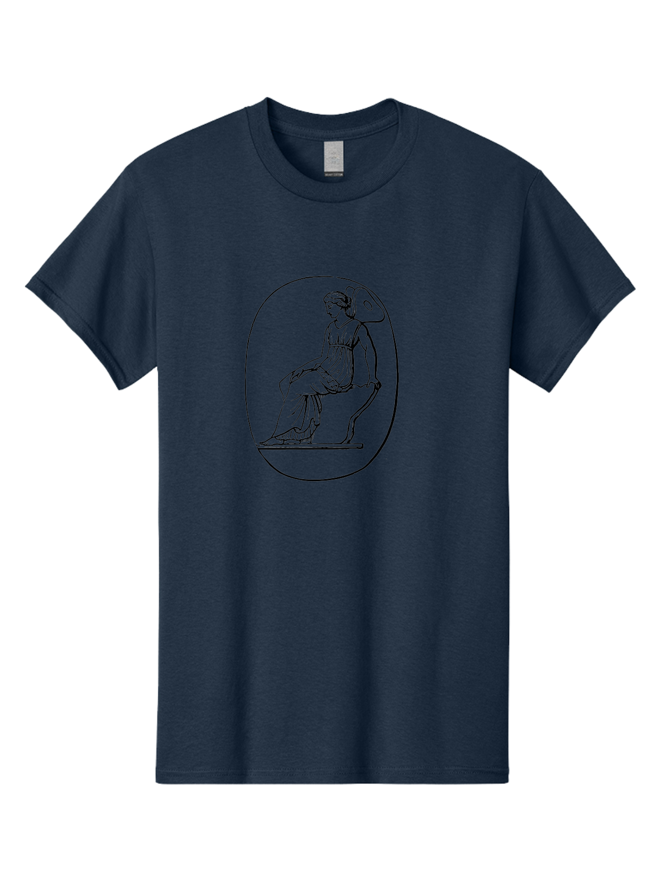 Athena-1 Men'S Graphic Tee, 100% Cotton, Comfortable Casual Summer Wear, Machine Washable, Woman Sitting On Chair, Ancient Greek Style, Classical Art, Feminine Figure, Relaxed Pose, Elegant Design, Minimalist Line Art, -  Aaa517
