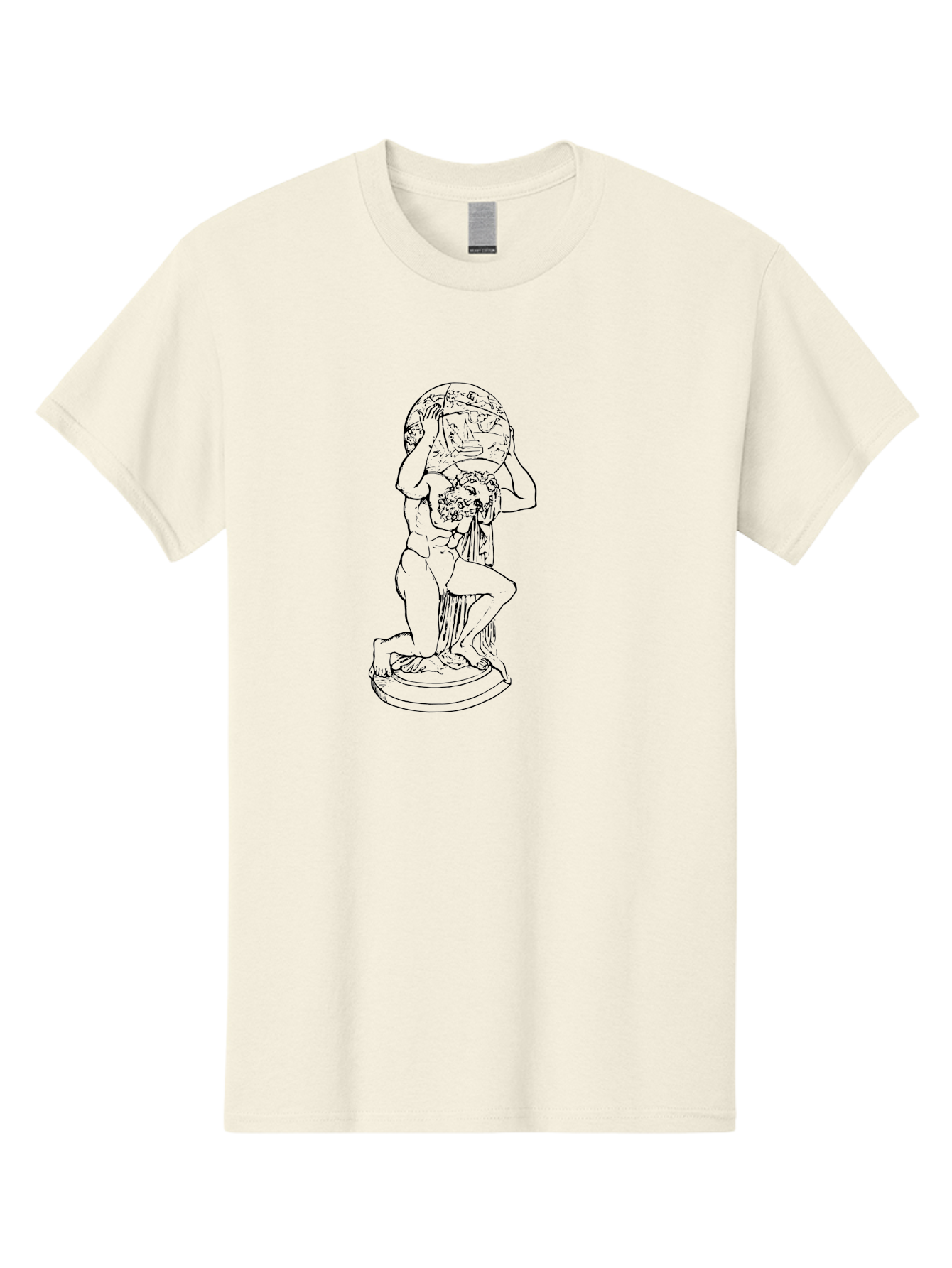 Atlas-Holding-Globe Men'S Graphic Tee, 100% Cotton, Comfortable Casual Summer Wear, Machine Washable, Statue Of Atlas, Greek Mythology, Holding The World, Classical Art, Mythological Figure, Ancient Greek Culture, Symbolic Representation -  Aaa519