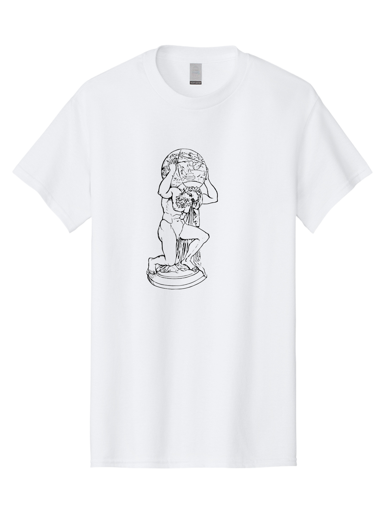 Atlas-Holding-Globe Men'S Graphic Tee, 100% Cotton, Comfortable Casual Summer Wear, Machine Washable, Statue Of Atlas, Greek Mythology, Holding The World, Classical Art, Mythological Figure, Ancient Greek Culture, Symbolic Representation -  Aaa519