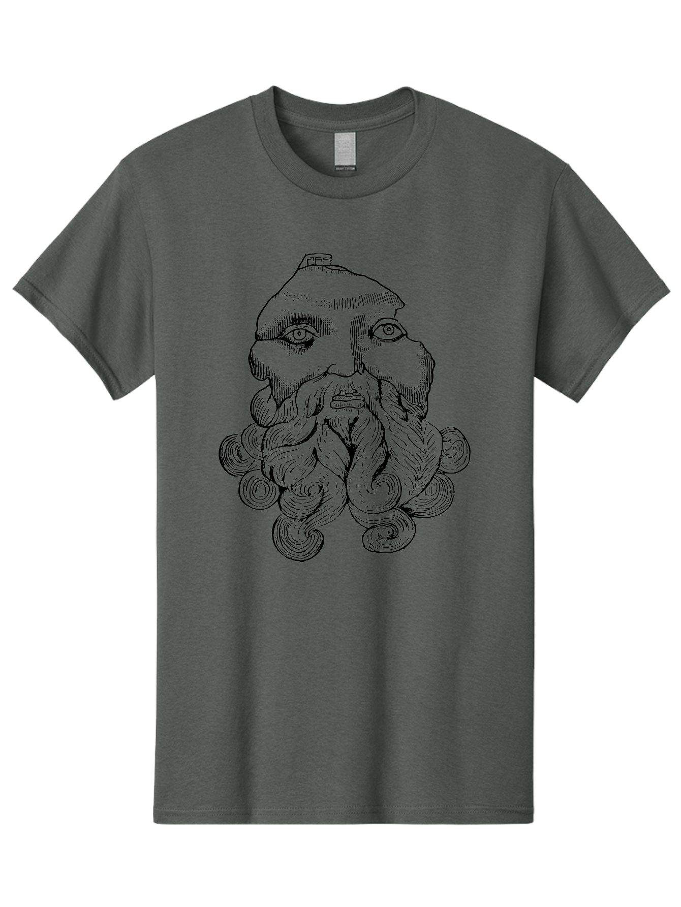 Brahma Men'S Graphic Tee, 100% Cotton, Comfortable Casual Summer Wear, Machine Washable, Mysterious Figure, Three-Eyed Man, Bearded Visage, Mystical Symbol, Abstract Art, Surreal Imagery, Intricate Details, Unique Illustration -  Aaa521