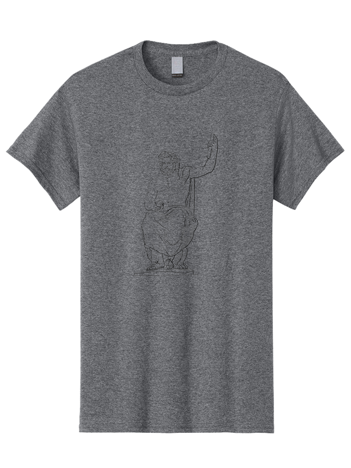 Classical-Greek-Statue Men'S Graphic Tee, 100% Cotton, Comfortable Casual Summer Wear, Machine Washable, Ancient Greek Philosopher, Socrates, Classical Figure, Seated Man, Raised Arm, Flowing Robes, Classical Art, Greek Philosophy, -  Aaa524