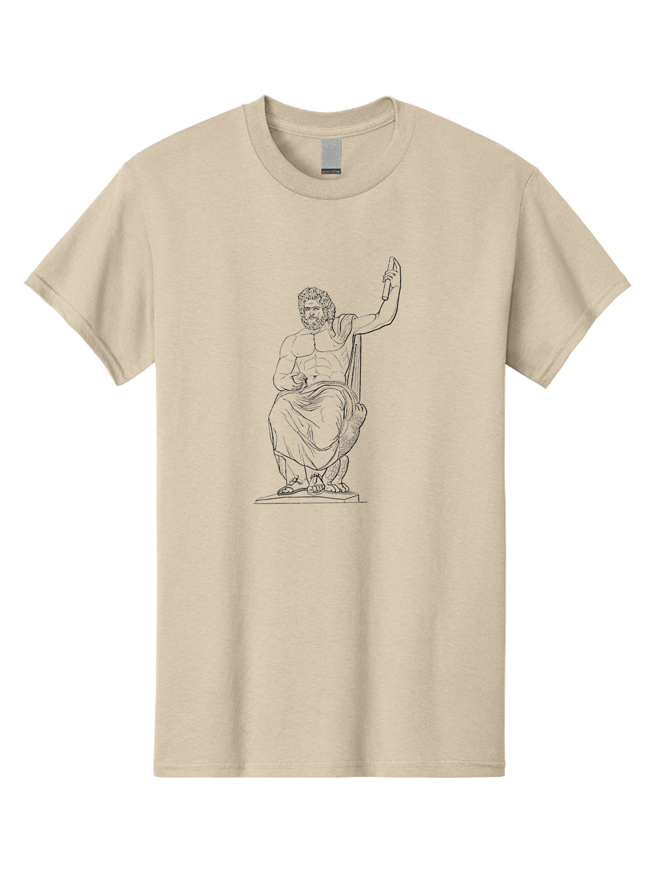 Classical-Greek-Statue Men'S Graphic Tee, 100% Cotton, Comfortable Casual Summer Wear, Machine Washable, Ancient Greek Philosopher, Socrates, Classical Figure, Seated Man, Raised Arm, Flowing Robes, Classical Art, Greek Philosophy, -  Aaa524