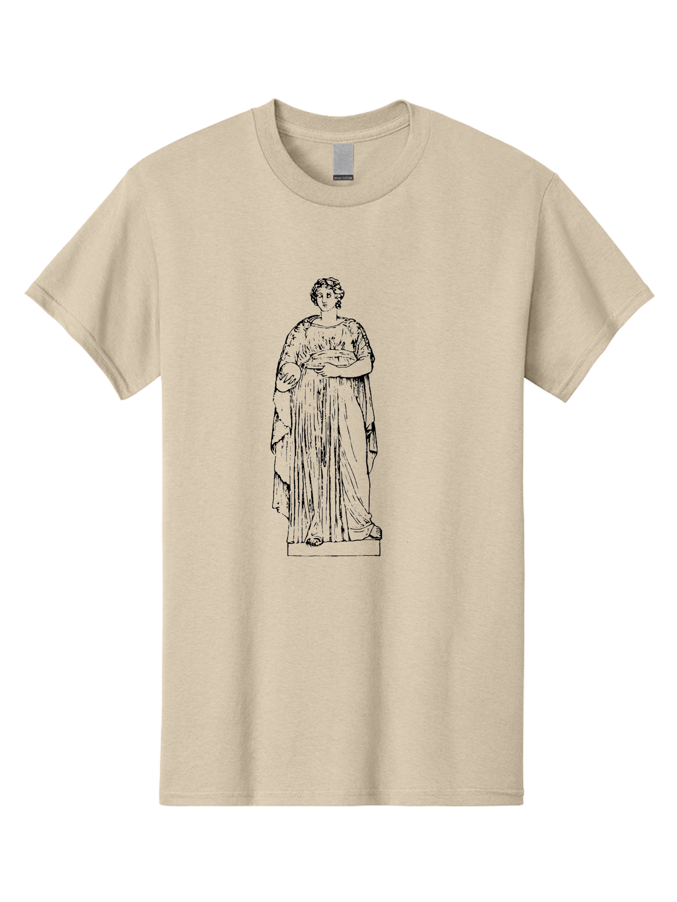 Classical-Statue-1 Men'S Graphic Tee, 100% Cotton, Comfortable Casual Summer Wear, Machine Washable, Classical Greek Statue, Woman In Toga, Flowing Robes, Elegant Lines, Draped Clothing, Serene Expression, Artistic Rendering, -  Aaa525