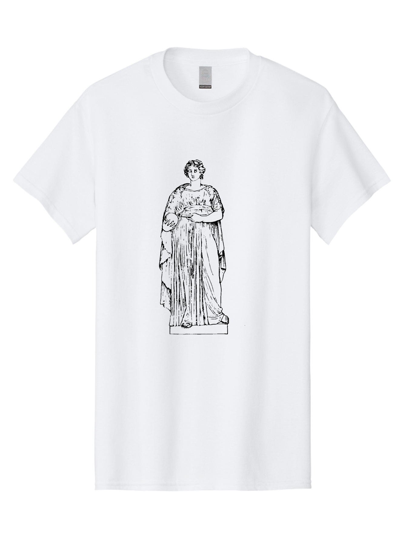 Classical-Statue-1 Men'S Graphic Tee, 100% Cotton, Comfortable Casual Summer Wear, Machine Washable, Classical Greek Statue, Woman In Toga, Flowing Robes, Elegant Lines, Draped Clothing, Serene Expression, Artistic Rendering, -  Aaa525