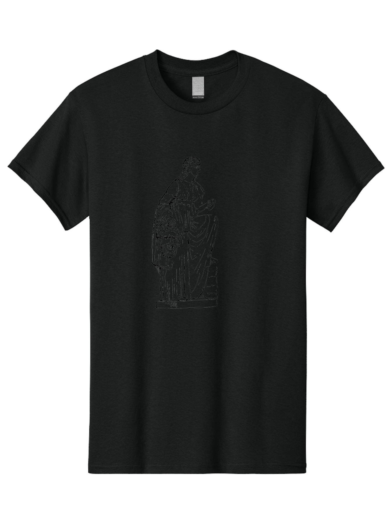 Classical-Statue Men'S Graphic Tee, 100% Cotton, Comfortable Casual Summer Wear, Machine Washable, Ancient Greek Statue, Classical Art, Female Figure, Flowing Robes, Ornate Details, Mythological Theme, Historical Significance, -  Aaa526