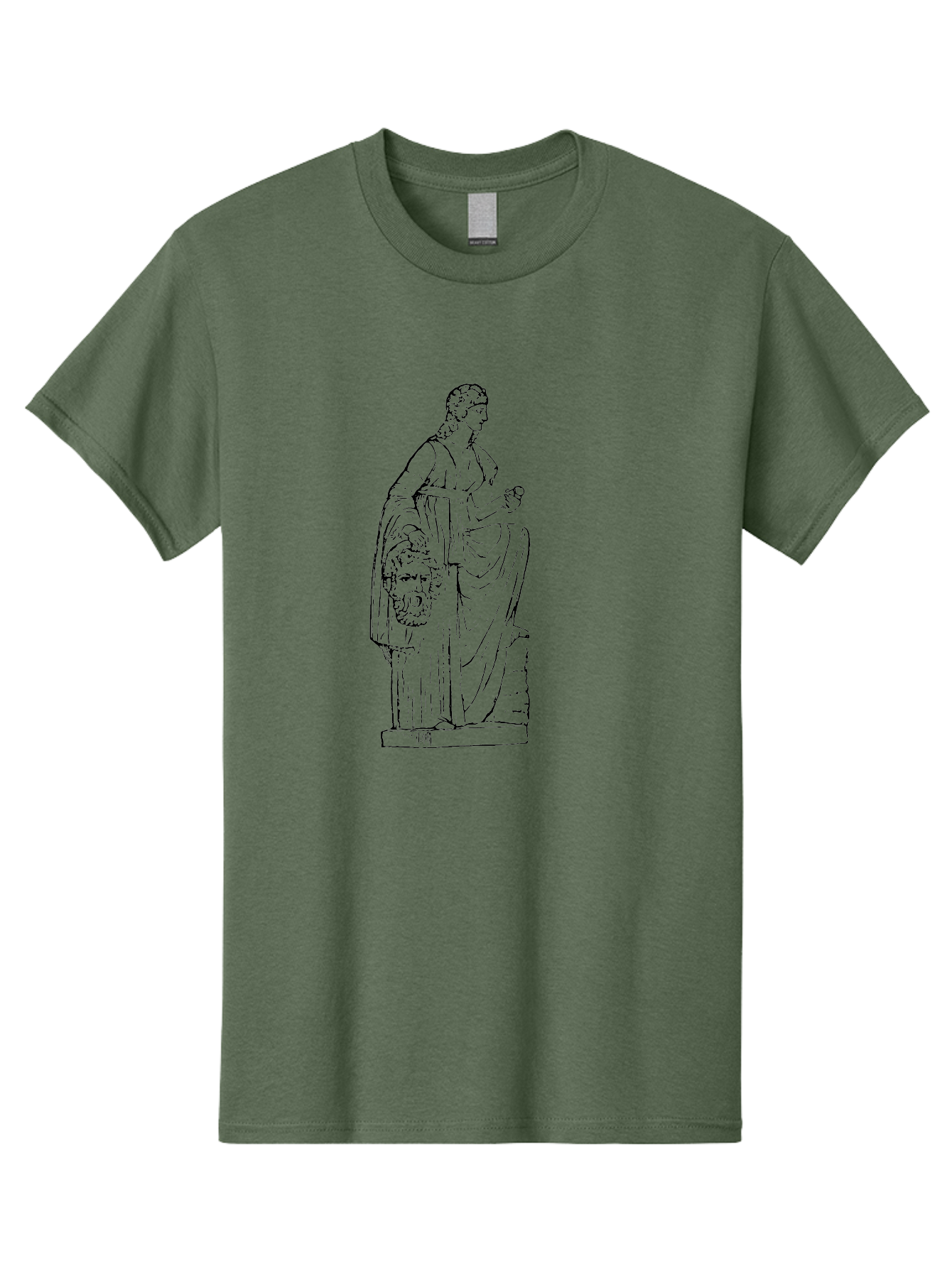 Classical-Statue Men'S Graphic Tee, 100% Cotton, Comfortable Casual Summer Wear, Machine Washable, Ancient Greek Statue, Classical Art, Female Figure, Flowing Robes, Ornate Details, Mythological Theme, Historical Significance, -  Aaa526