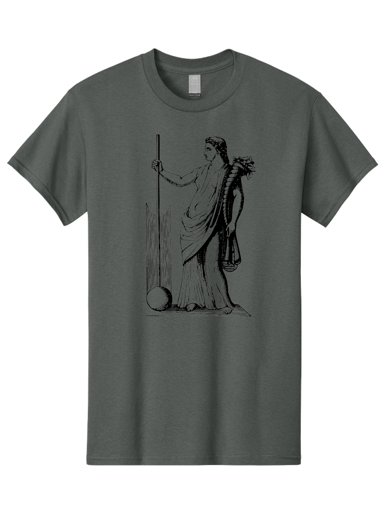 Classical-Woman Men'S Graphic Tee, 100% Cotton, Comfortable Casual Summer Wear, Machine Washable, Classical Figure, Flowing Robes, Holding Staff, Ornate Headdress, Classical Art, Historical Illustration, Regal Pose, Elegant Drapery, -  Aaa527