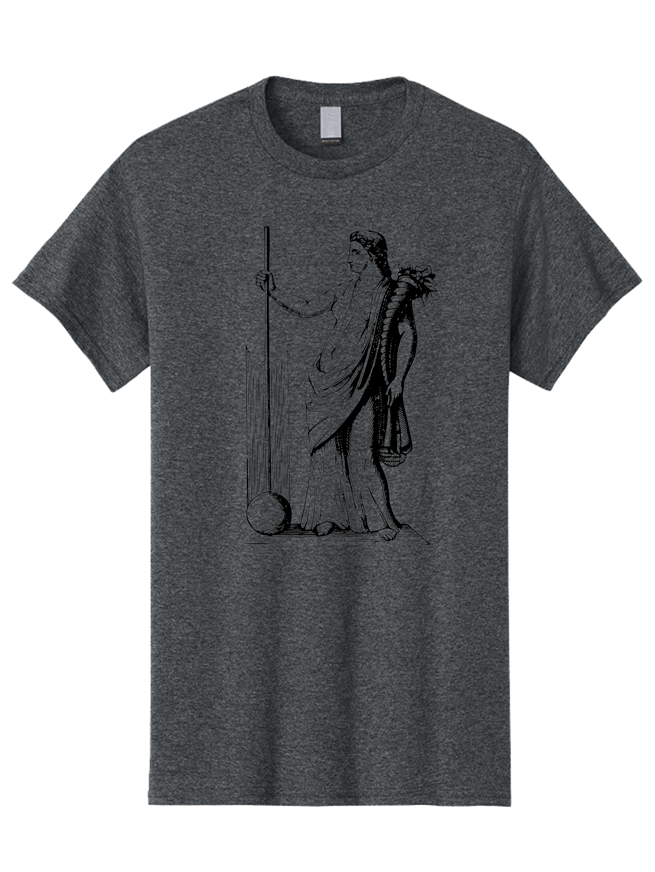 Classical-Woman Men'S Graphic Tee, 100% Cotton, Comfortable Casual Summer Wear, Machine Washable, Classical Figure, Flowing Robes, Holding Staff, Ornate Headdress, Classical Art, Historical Illustration, Regal Pose, Elegant Drapery, -  Aaa527