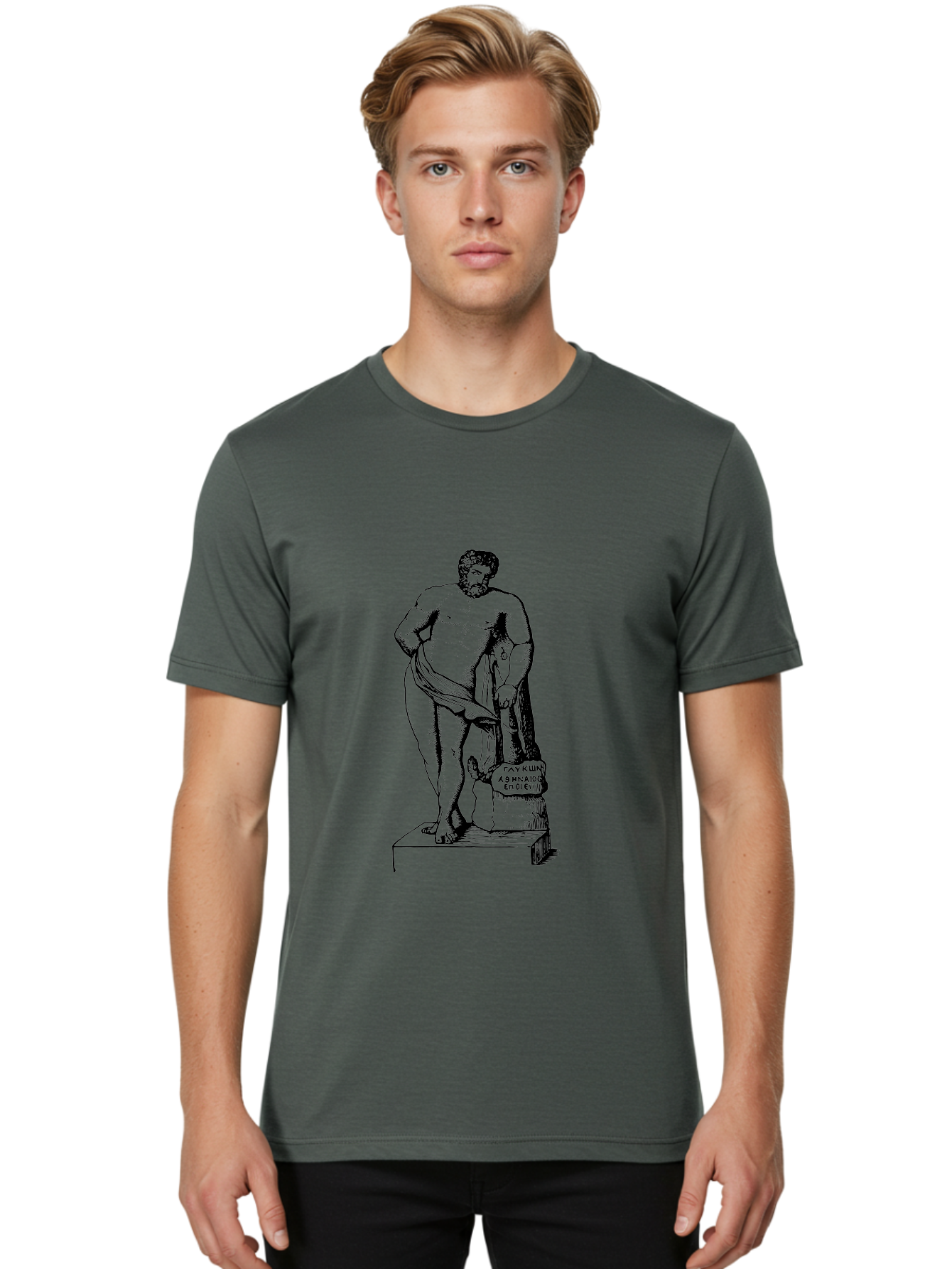 Diogenes Men'S Graphic Tee, 100% Cotton, Comfortable Casual Summer Wear, Machine Washable, Classical Statue, Ancient Greek Art, Marble Sculpture, Nude Male Figure, Patre Et Matre, Historical Landmark, Cultural Heritage, -  Aaa530