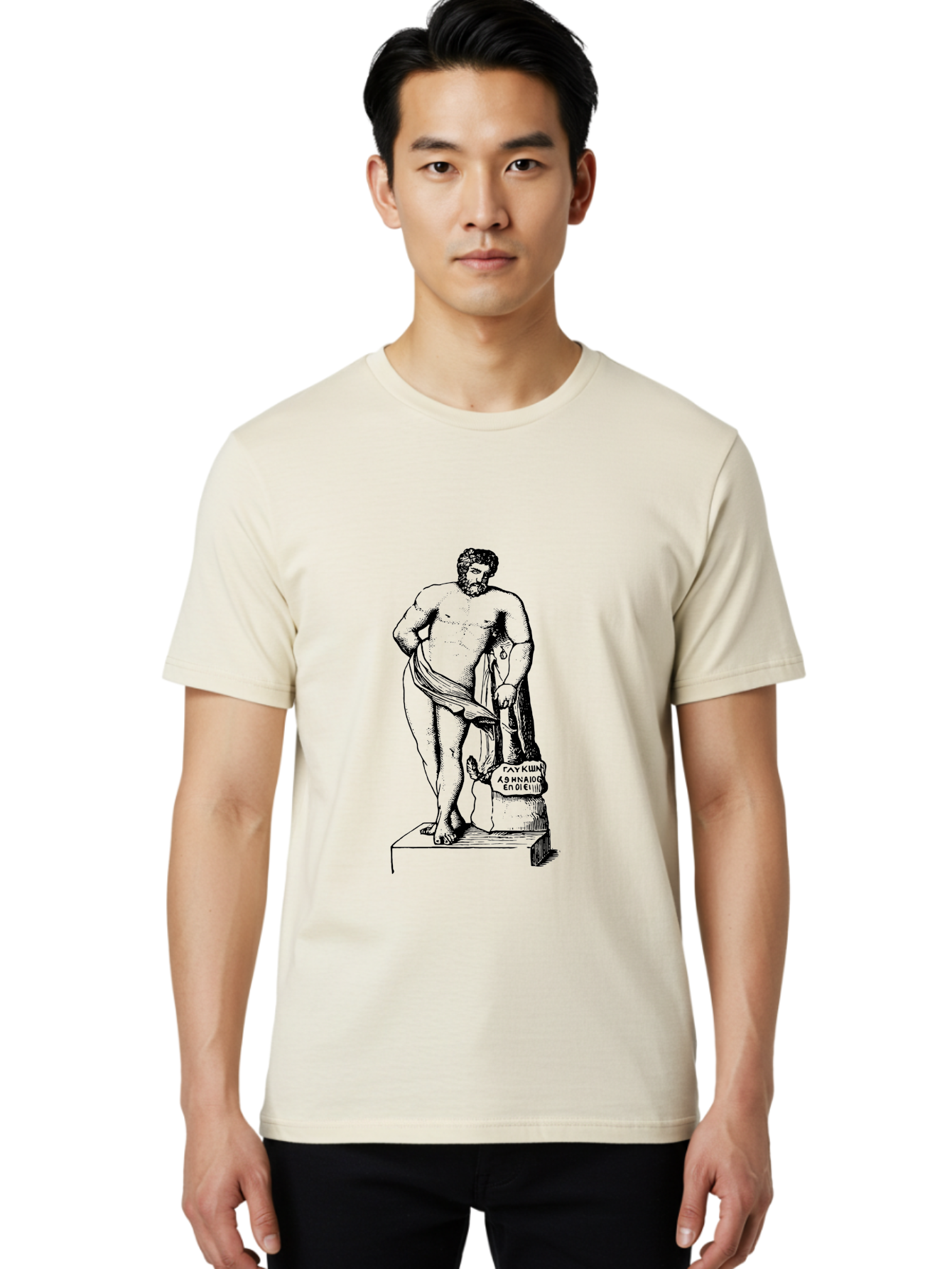Diogenes Men'S Graphic Tee, 100% Cotton, Comfortable Casual Summer Wear, Machine Washable, Classical Statue, Ancient Greek Art, Marble Sculpture, Nude Male Figure, Patre Et Matre, Historical Landmark, Cultural Heritage, -  Aaa530