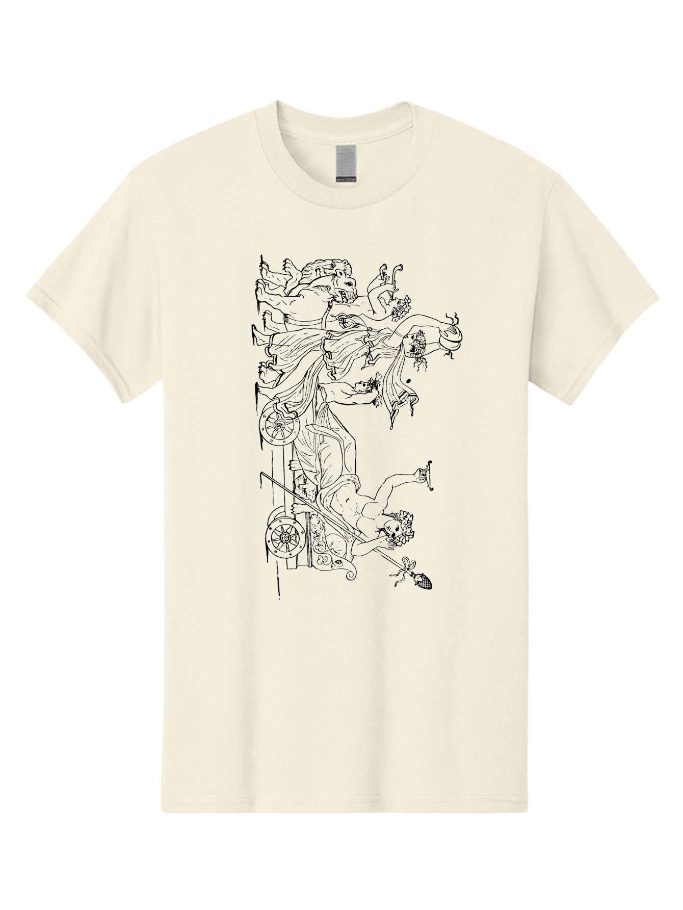 Faunus-Attack Men'S Graphic Tee, 100% Cotton, Comfortable Casual Summer Wear, Machine Washable, Mythological Scene, Faunus And Eros, Ancient Mythology, Classical Art, Black Line Drawing, Greek Mythology, Mythological Figures, Faunus, Eros, -  Aaa533