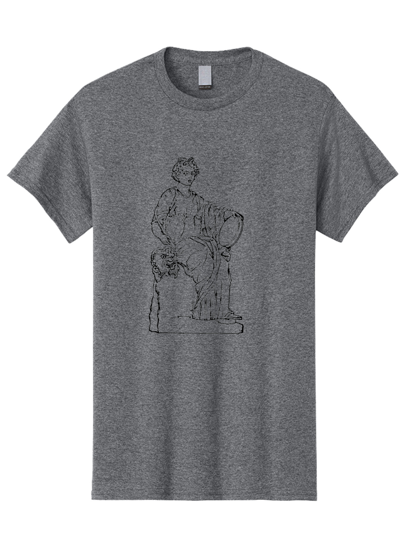 Greco-Statue Men'S Graphic Tee, 100% Cotton, Comfortable Casual Summer Wear, Machine Washable, Statue Of A Goddess, Classical Art, Ancient Greek, Roman Mythology, Mythical Figure, Feminine Power, Elegant Drapery, Minimalist Line Art, -  Aaa537