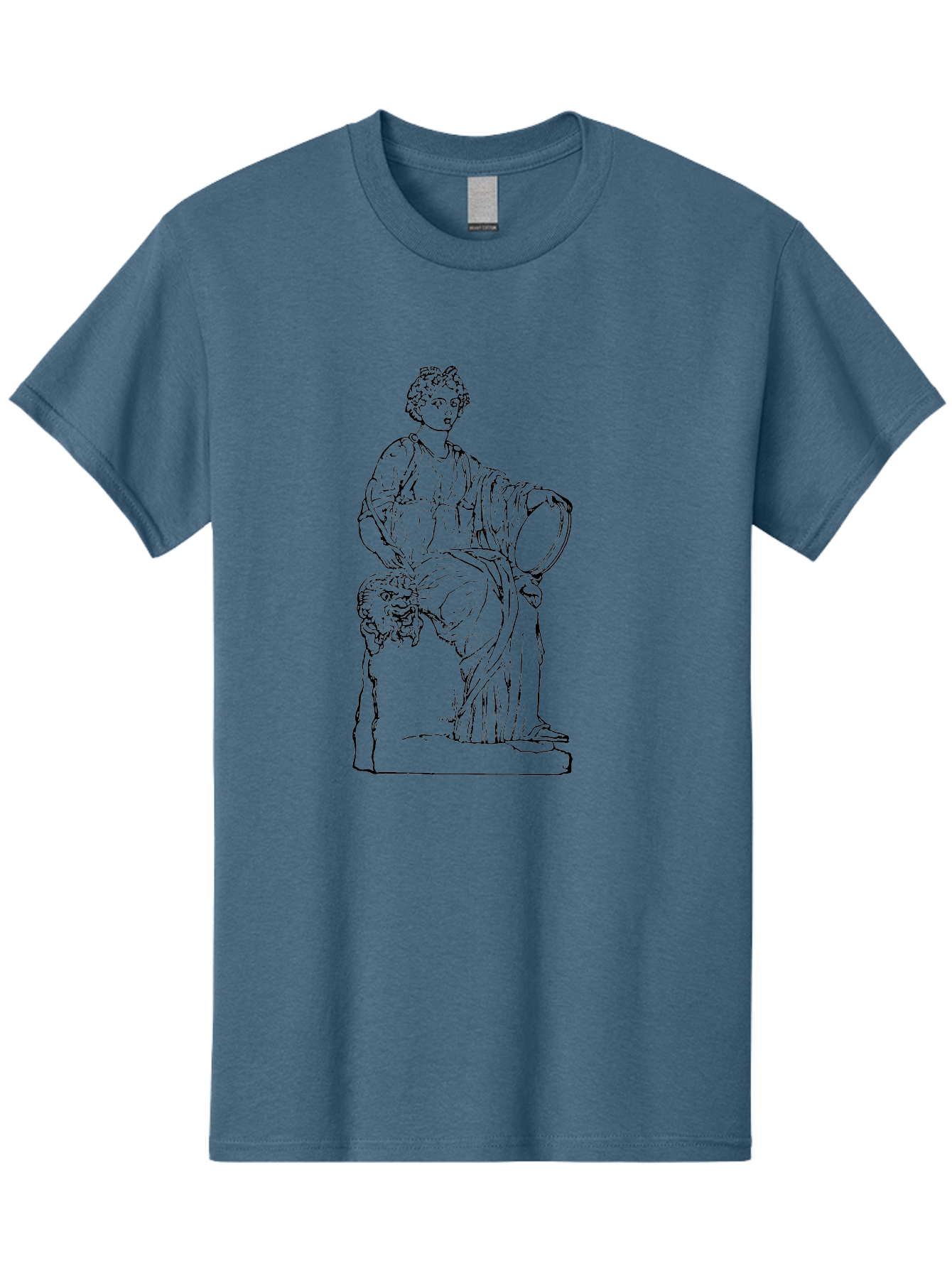 Greco-Statue Men'S Graphic Tee, 100% Cotton, Comfortable Casual Summer Wear, Machine Washable, Statue Of A Goddess, Classical Art, Ancient Greek, Roman Mythology, Mythical Figure, Feminine Power, Elegant Drapery, Minimalist Line Art, -  Aaa537
