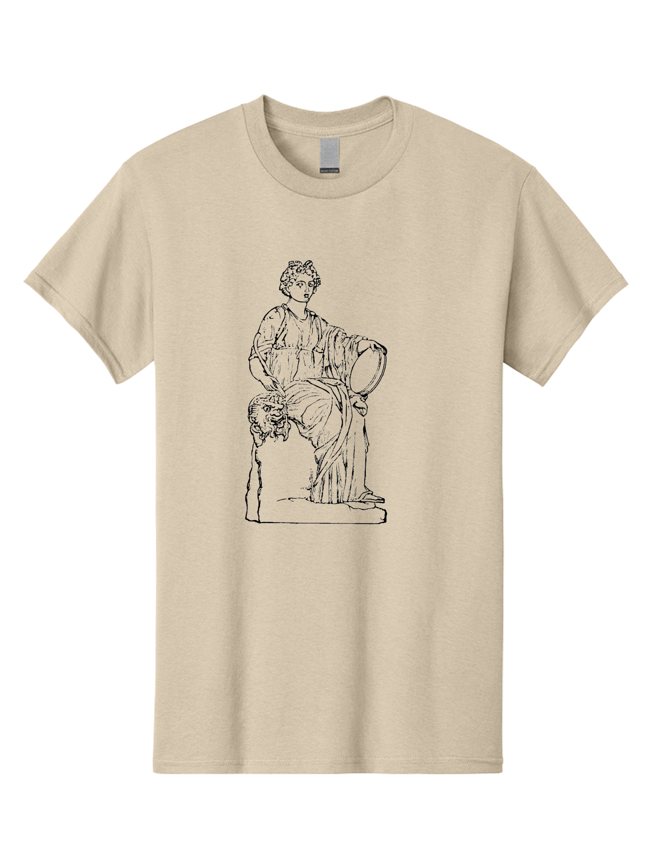 Greco-Statue Men'S Graphic Tee, 100% Cotton, Comfortable Casual Summer Wear, Machine Washable, Statue Of A Goddess, Classical Art, Ancient Greek, Roman Mythology, Mythical Figure, Feminine Power, Elegant Drapery, Minimalist Line Art, -  Aaa537