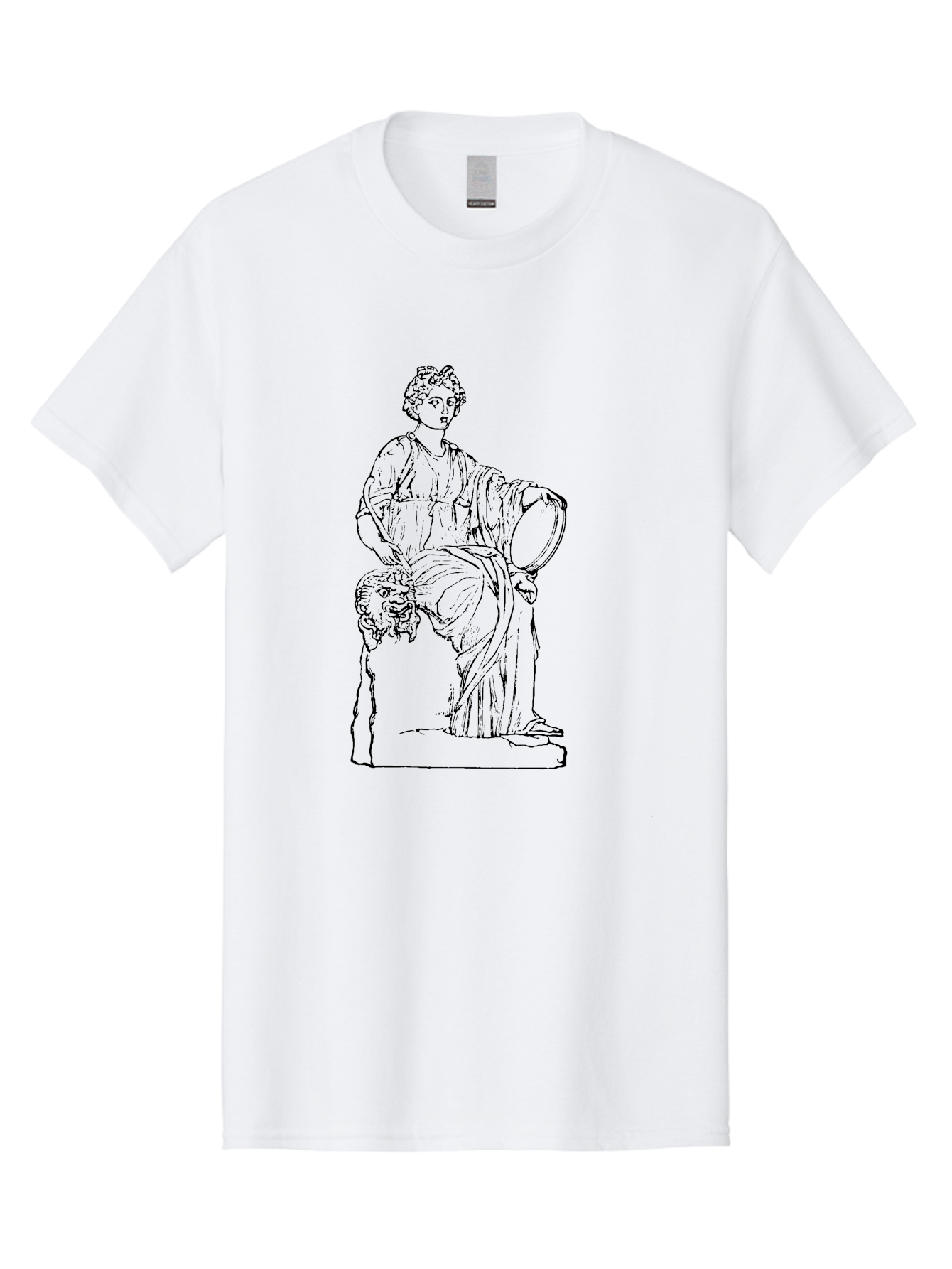 Greco-Statue Men'S Graphic Tee, 100% Cotton, Comfortable Casual Summer Wear, Machine Washable, Statue Of A Goddess, Classical Art, Ancient Greek, Roman Mythology, Mythical Figure, Feminine Power, Elegant Drapery, Minimalist Line Art, -  Aaa537