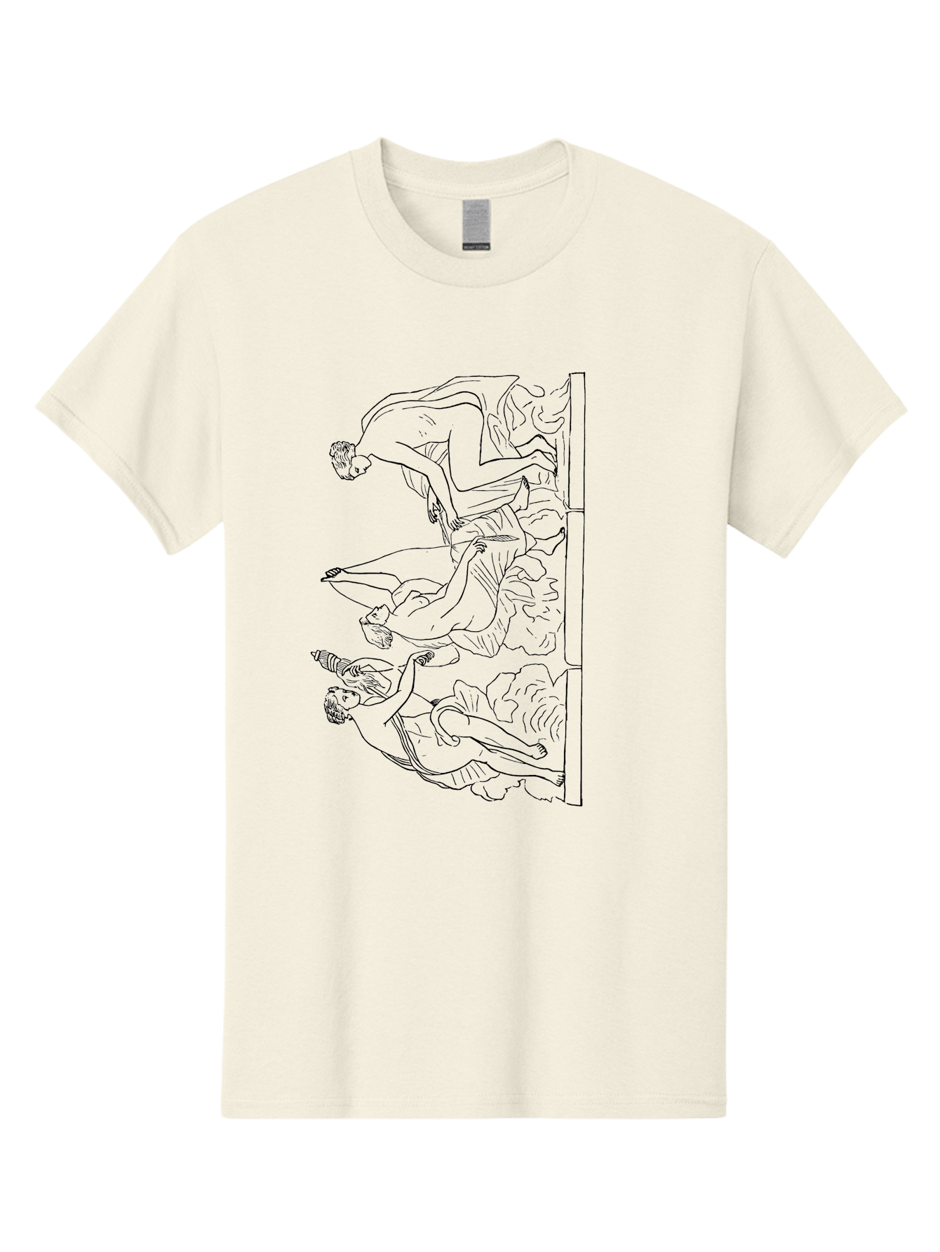 diving figures, dynamic movement, acrobatic poses, flowing robes, black outline, classic art, Greek-inspired, fluid motion, athletic forms, artistic expression