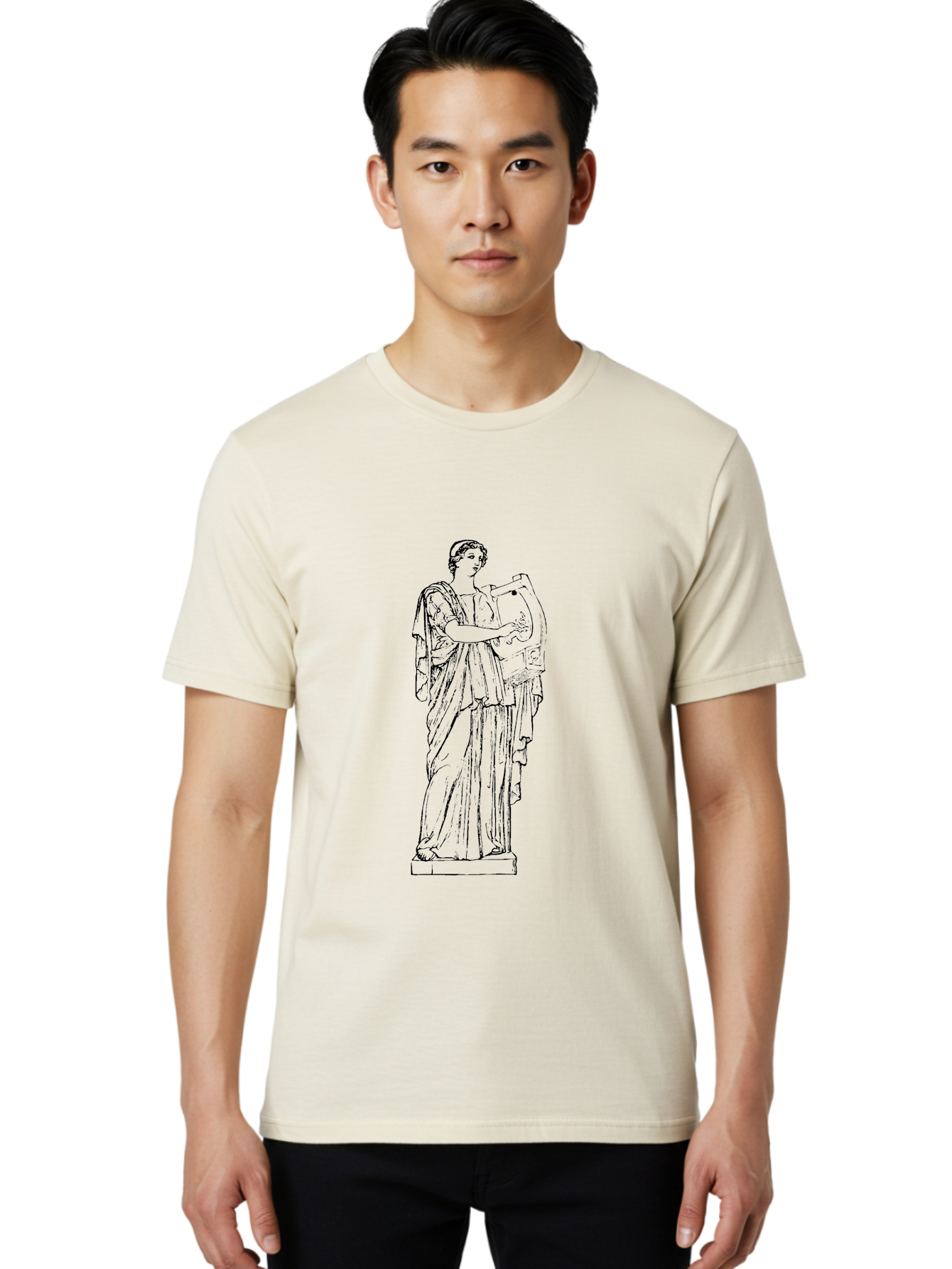 Greek-Statue Men'S Graphic Tee, 100% Cotton, Comfortable Casual Summer Wear, Machine Washable, Clio, Muse Of History, Ancient Greek Mythology, Historical Figure, Female Statue, Classical Art, Sculpture, Historical Significance, -  Aaa540