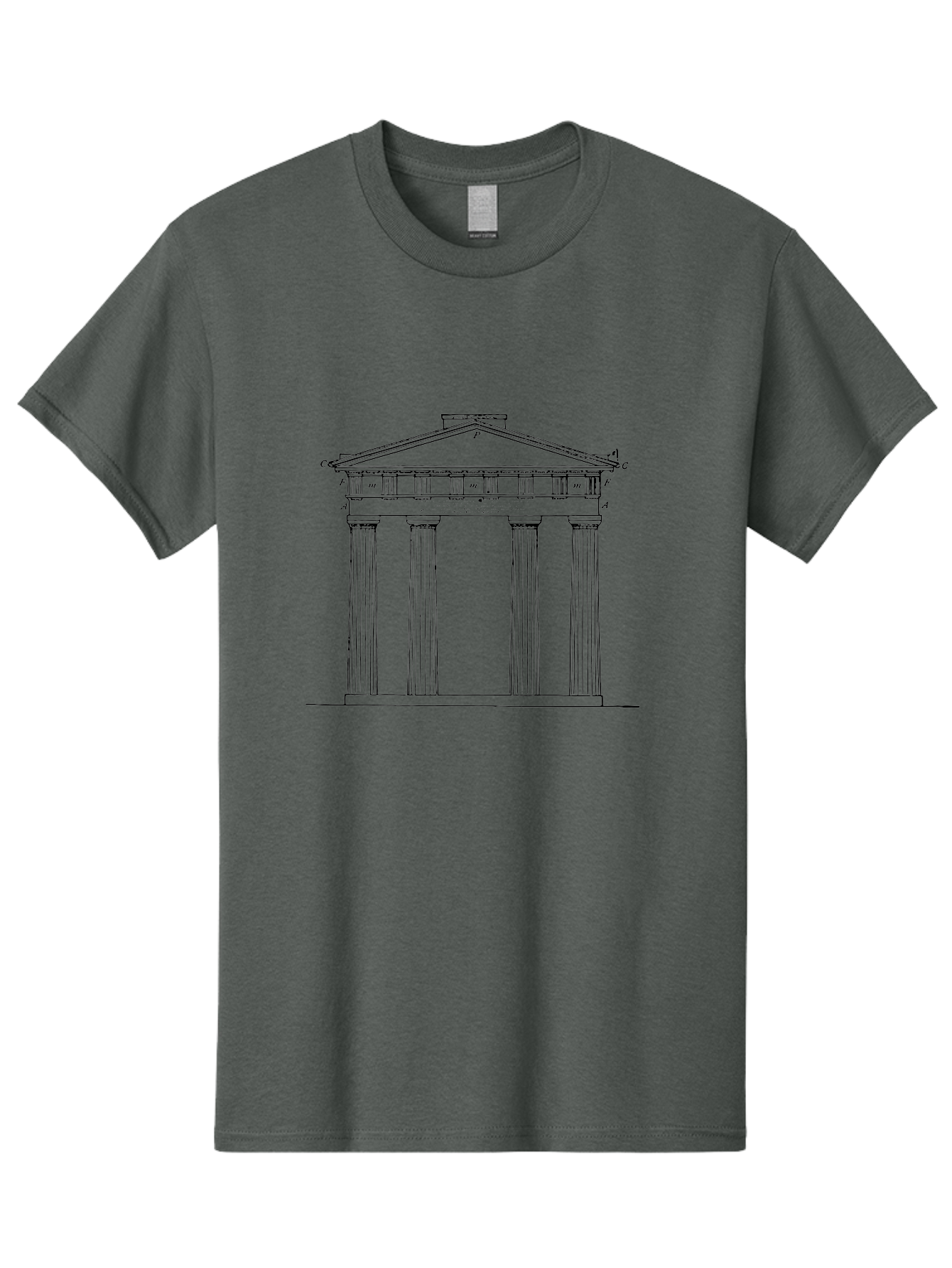 Greek-Temple Men'S Graphic Tee, 100% Cotton, Comfortable Casual Summer Wear, Machine Washable, Classical Architecture, Greek Temple, Ancient Building, Four Columns, Pediment, Historical Landmark, Neoclassical Style, Temple Design, -  Aaa541