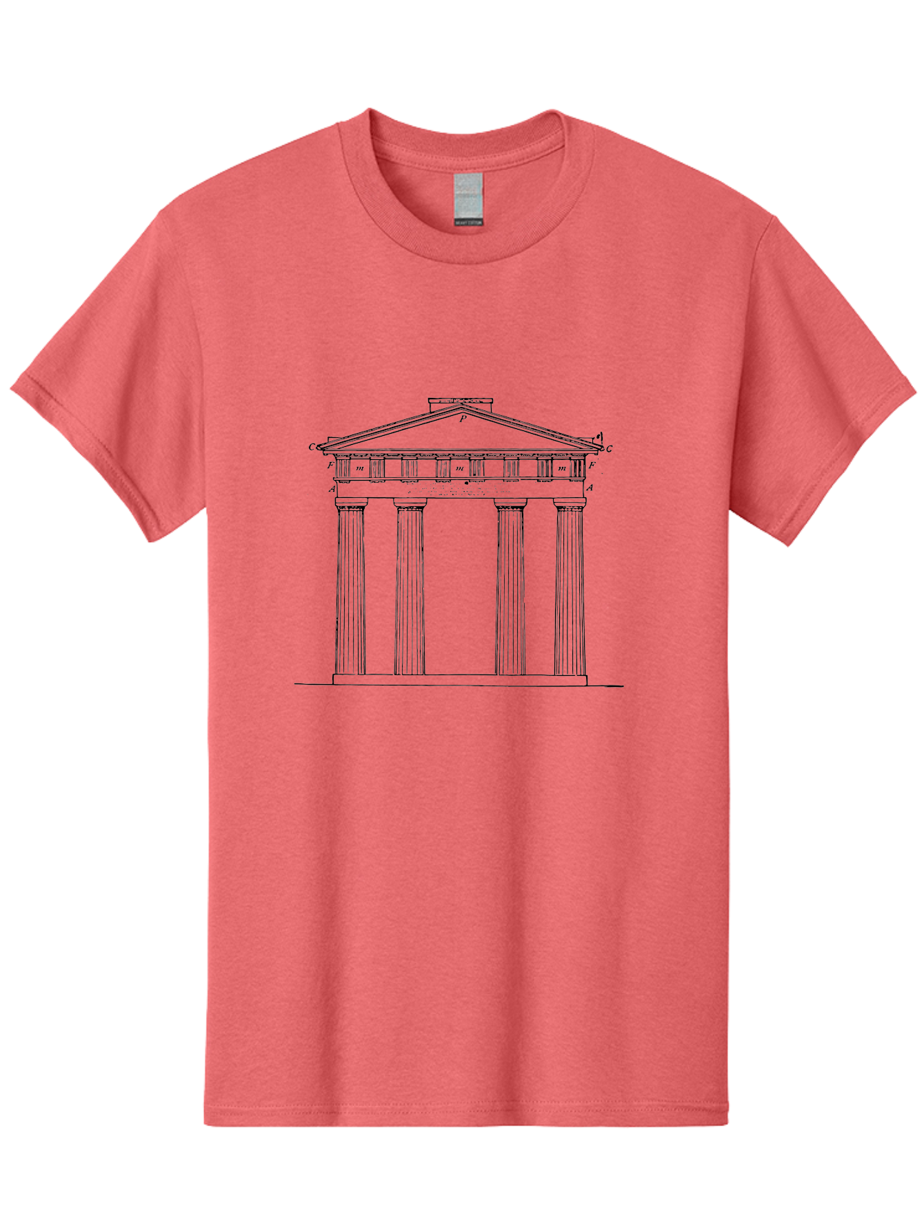 Greek-Temple Men'S Graphic Tee, 100% Cotton, Comfortable Casual Summer Wear, Machine Washable, Classical Architecture, Greek Temple, Ancient Building, Four Columns, Pediment, Historical Landmark, Neoclassical Style, Temple Design, -  Aaa541