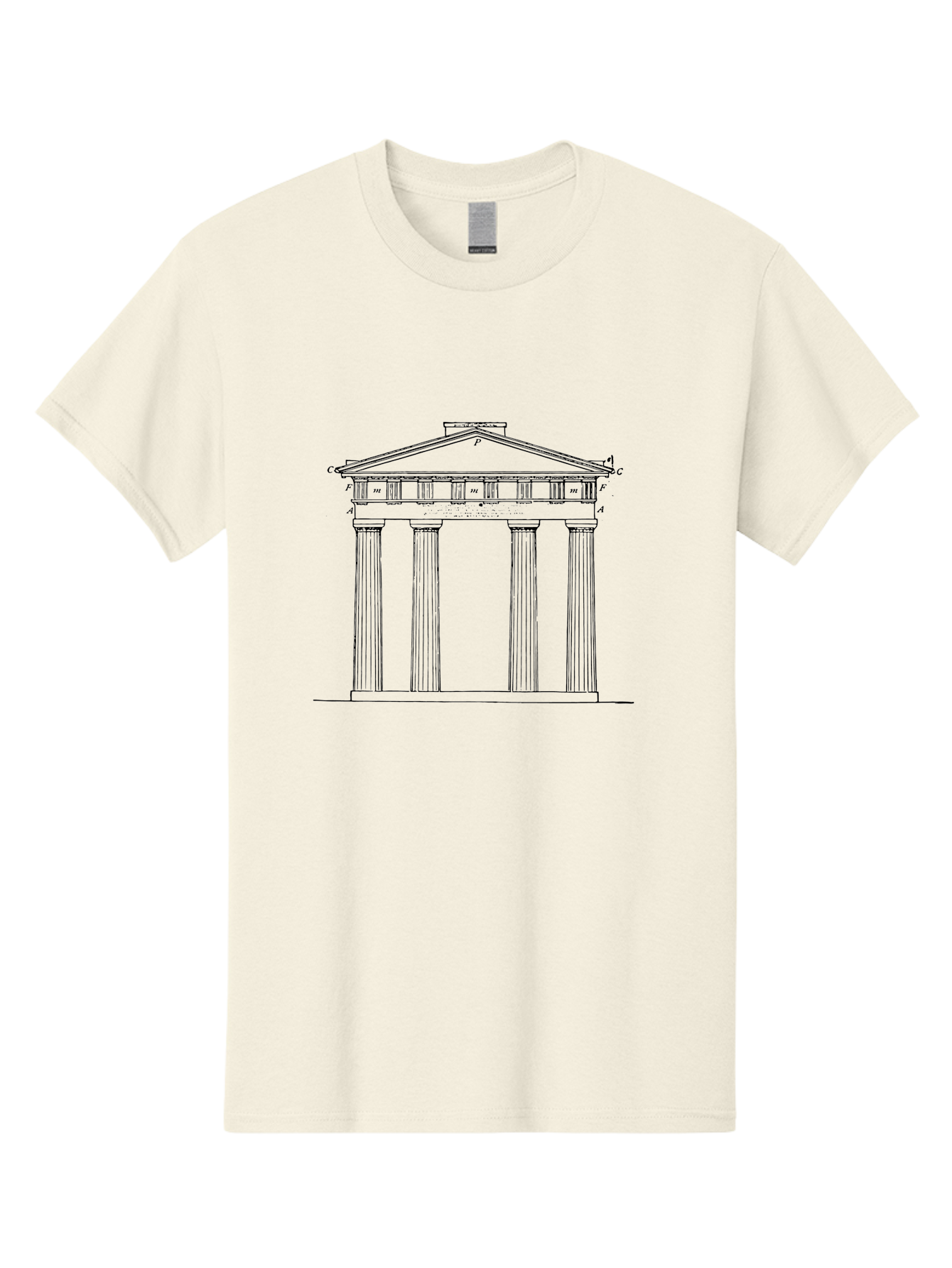 Greek-Temple Men'S Graphic Tee, 100% Cotton, Comfortable Casual Summer Wear, Machine Washable, Classical Architecture, Greek Temple, Ancient Building, Four Columns, Pediment, Historical Landmark, Neoclassical Style, Temple Design, -  Aaa541