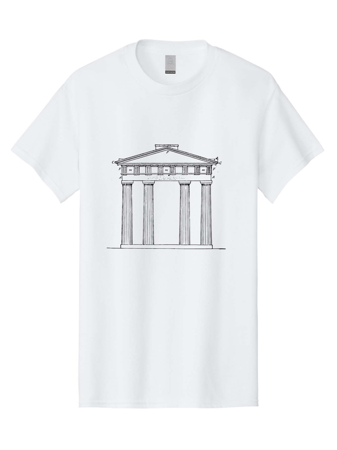 Greek-Temple Men'S Graphic Tee, 100% Cotton, Comfortable Casual Summer Wear, Machine Washable, Classical Architecture, Greek Temple, Ancient Building, Four Columns, Pediment, Historical Landmark, Neoclassical Style, Temple Design, -  Aaa541
